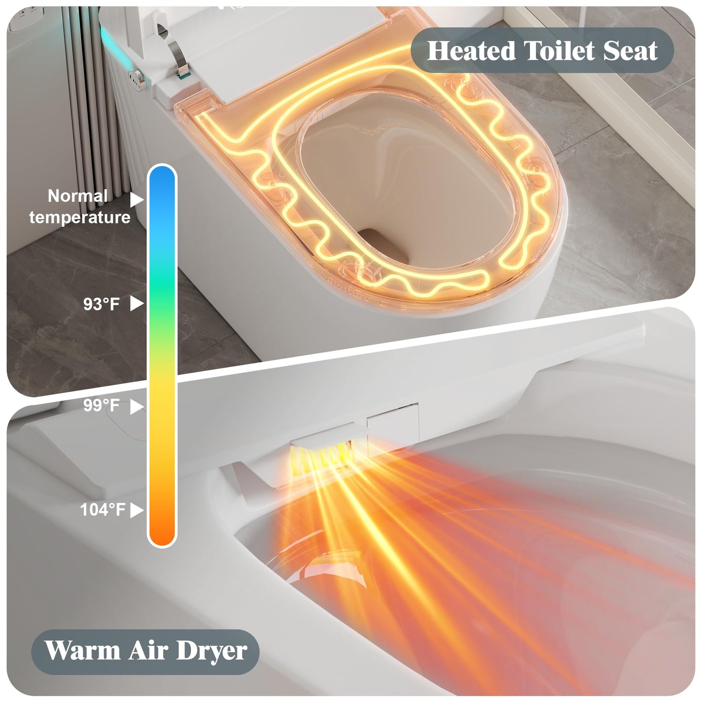 Smart Toilet with Bidet Built In, Elongated Heated Seat, Auto Flush, Manual Soft-Close Seat&Lid, Warm Water Wash&Air Dry, Electric One Piece Toilet for Bathroom with Siphon Dual Flush 0.8/1.2 GPF