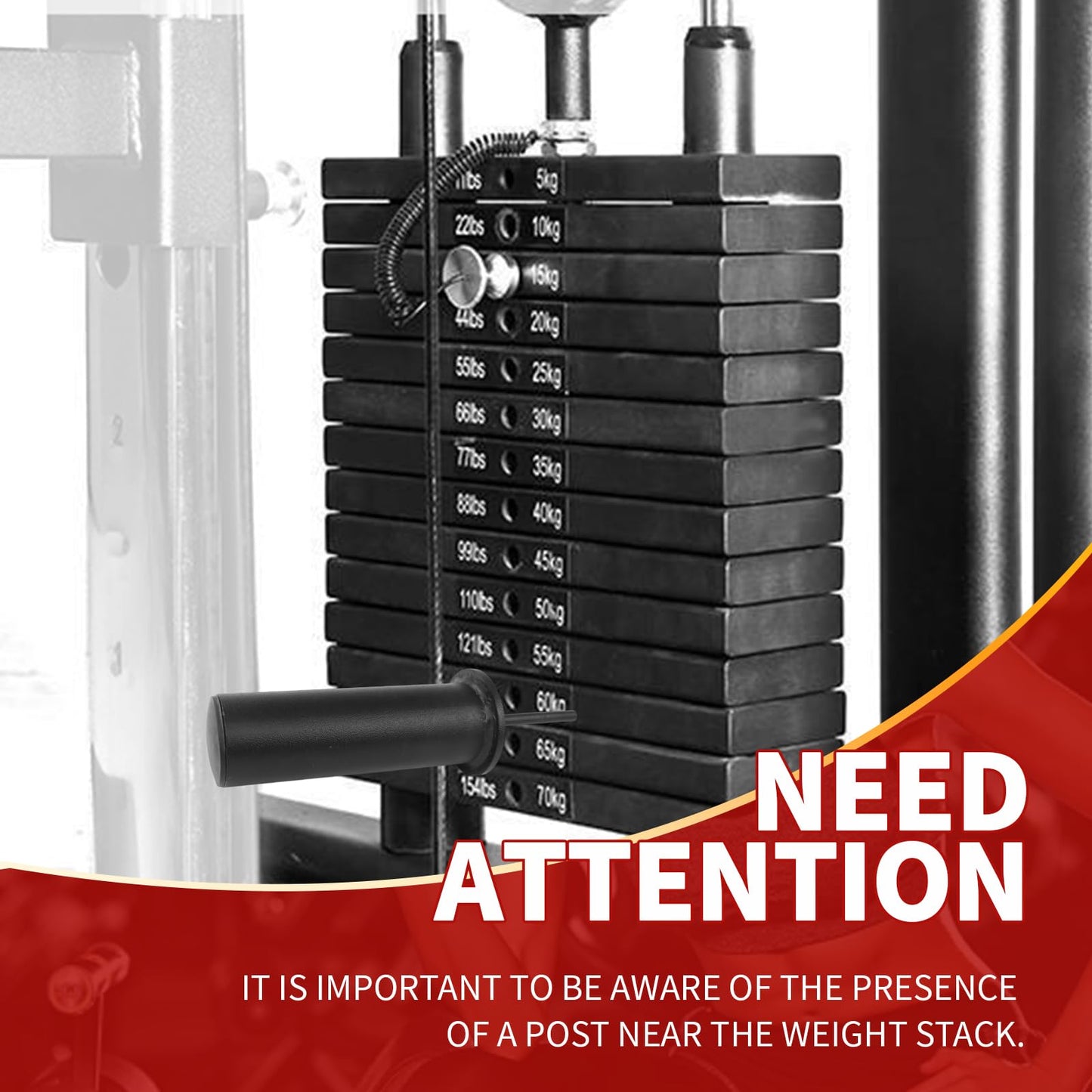 FNKTEK Weight Stack Pin and Spring Collar Weight Stack Extender Pin Commercial and Home Gym Accessories for Cable Tower and Functional Trainer Machine (Hanger Rod Length:150 Mm, Ø 10 Mm,Length 110mm)
