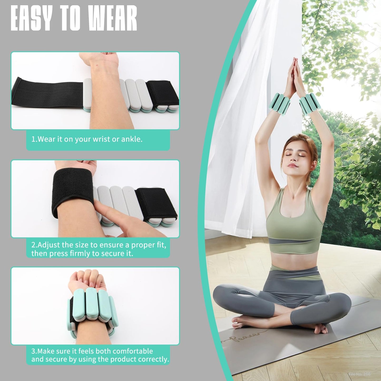 Ankle Weights for Women Men, Silicone Wrist Weights Set of 2 - Wearable Leg Weights/ Arm Weights Ideal for for Home Gym Workout, Running, Yoga, Pilates, Barre, Exercise, Strength Training (Blue+Dark Gray, 4 lbs Pair (2 lb Each))