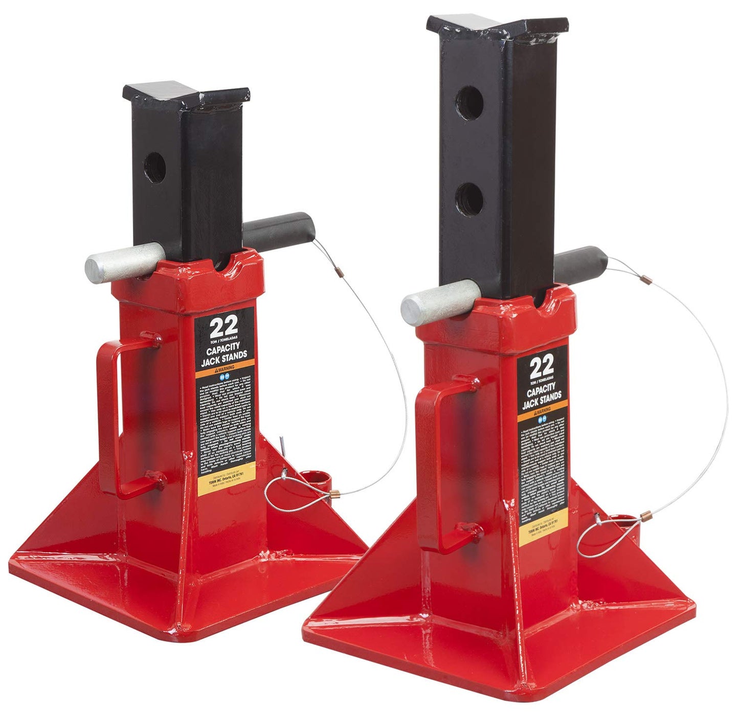 Big RED 22 Ton Car Jack Stands, Heavy Duty Pin Type Professional Car Jack Stand with Lock, Fit for Supporting Trucks, Trailers and Equipment, Red, 1 Pair