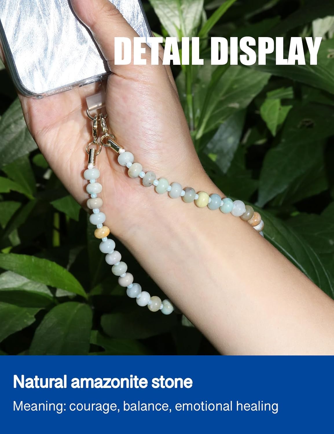 CH.yishi Handmade Natural Gemstone Beaded Charm Cell Phone Camera Lanyard, Wrist Strap, Phone Chain String, Keychain