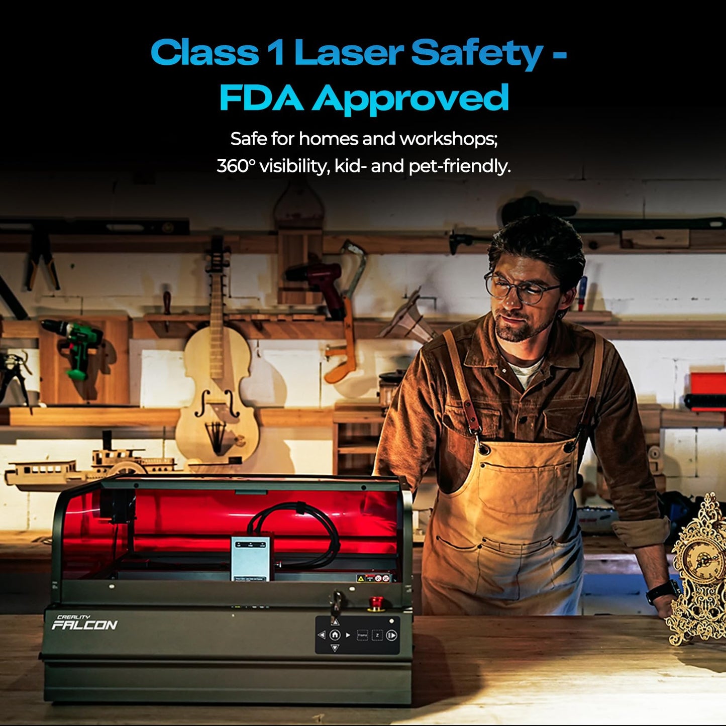 Creality Falcon2 Pro S 22W Laser Engraver, 120000mW Desktop Diode Laser Cutter with Auto Focus (Z-Axis) & Auto Cut Through, Integrated Enclosure, Camera & Air Assist, 600mm/s for Wood & Acrylic