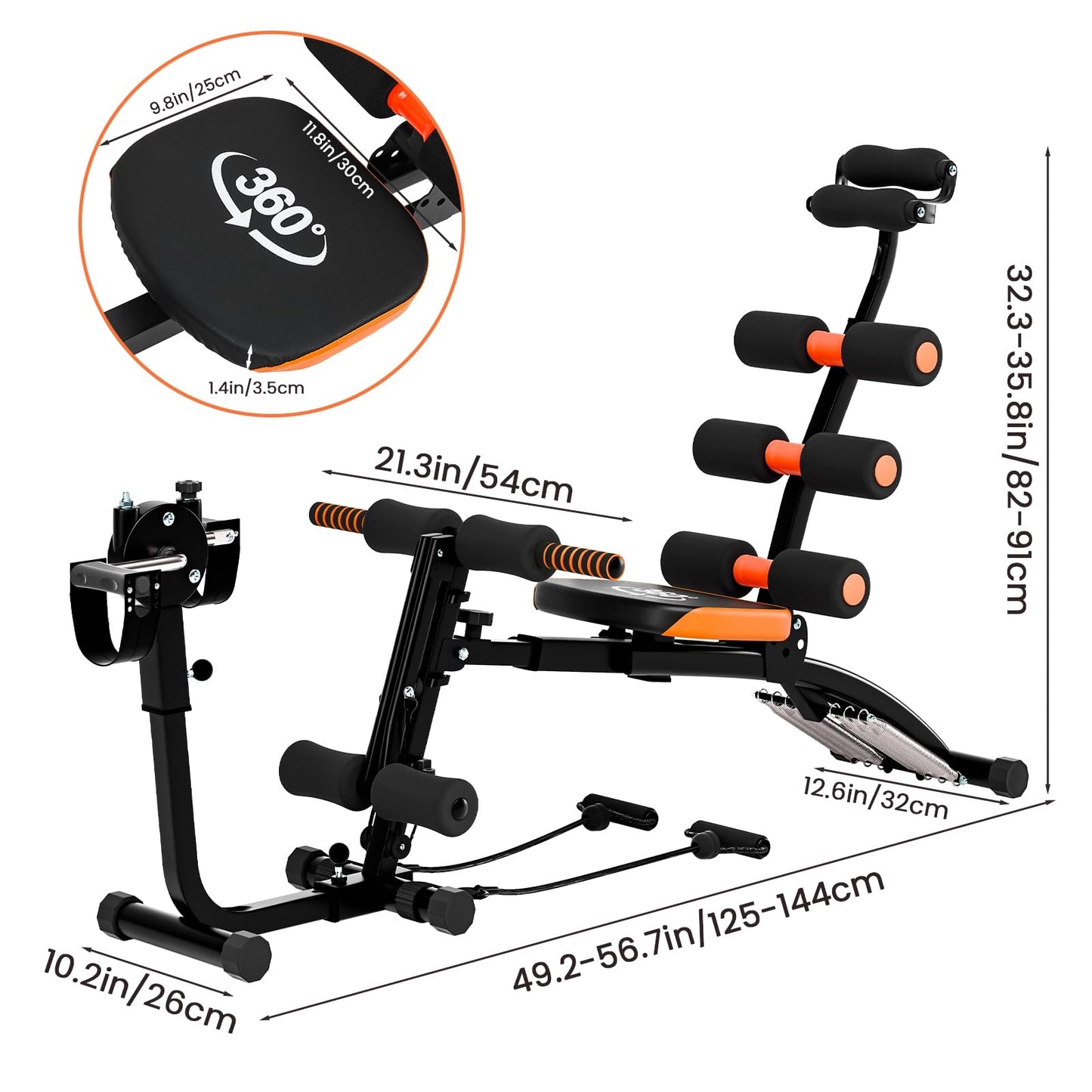 sxvbdway Ab Trainer Machine Weight Bench, Ab Workout Bench for Home Gym, Multi-Functional Adjustable Abdominal Crunch Machine, Abdominal Exercise Equipment for Total Body Workout Black