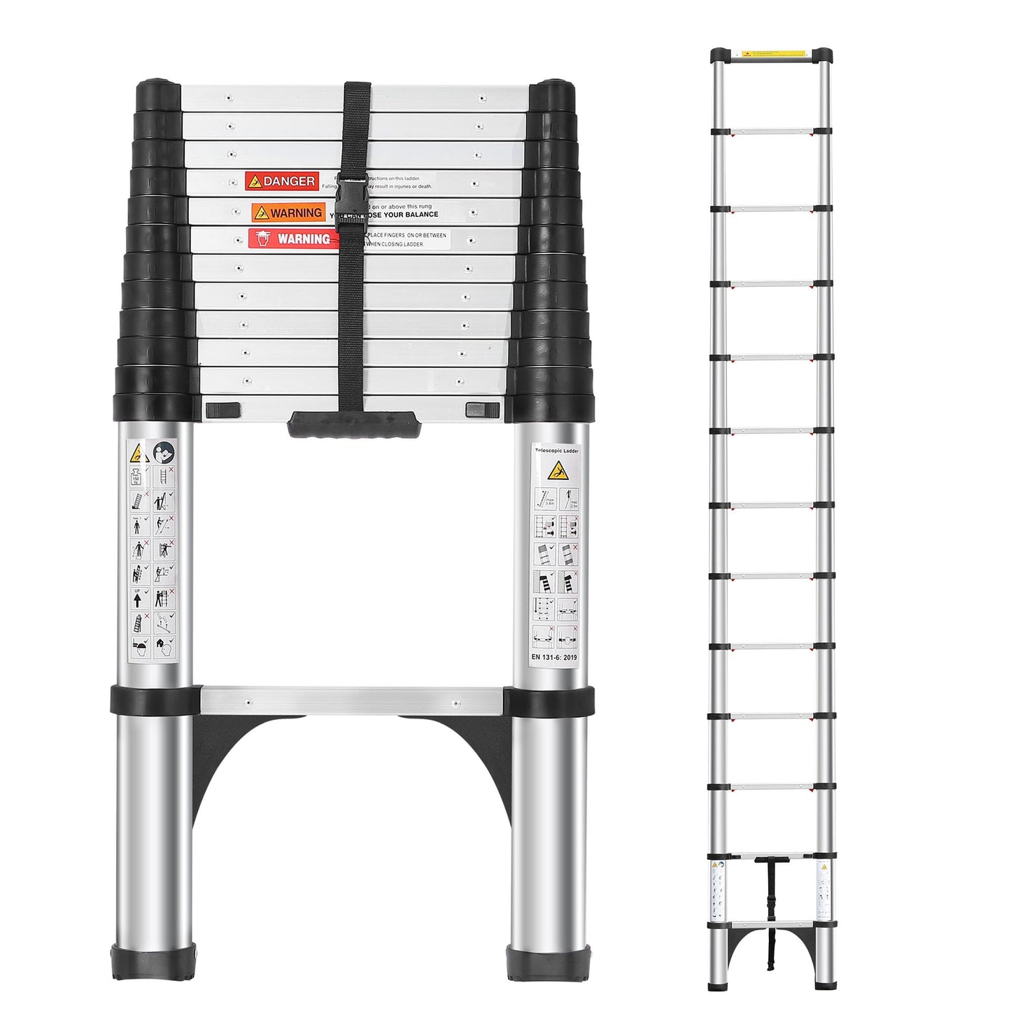 DEZEX Telescoping Ladders, 12.5 FT Lightweight Extension Collapsible Ladder, Heavy Duty Telescopic Ladder for Outdoor Indoor Home RV, Up to 330lbs