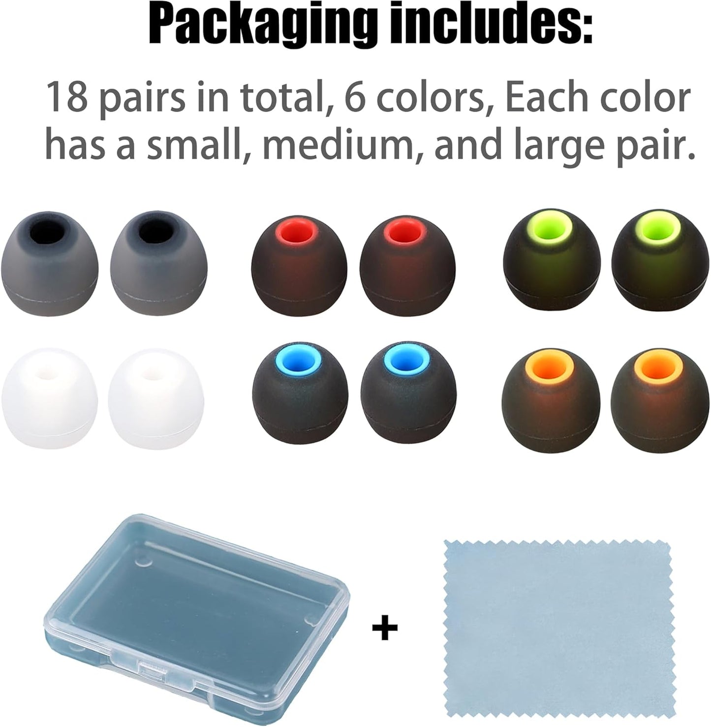 MQIMY 3.8mm -5.1mm) 18 Silicone Replacement Earbud Tips Earbud Covers Eartips Fit Most in-Ear Earbuds(Inner Hole