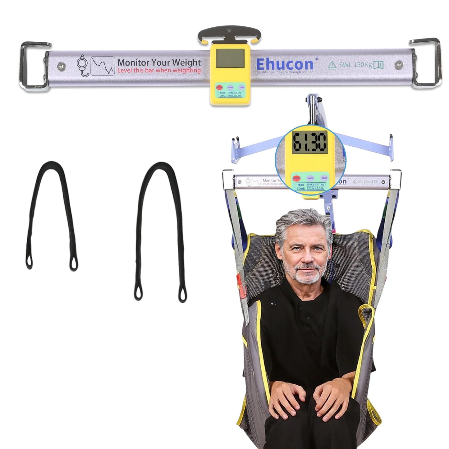 Ehucon Patient Lift Weight Scale for Bedridden Patients or Elderly,Suitable for Home or Hospital Care,SWL 330LBS