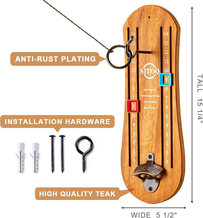 Ring Toss Game for Adults, Hook and Ring Game with String and Hooks for Indoor & Outdoor, Ring Hook Game with Bottle Opener, Gifts for Men