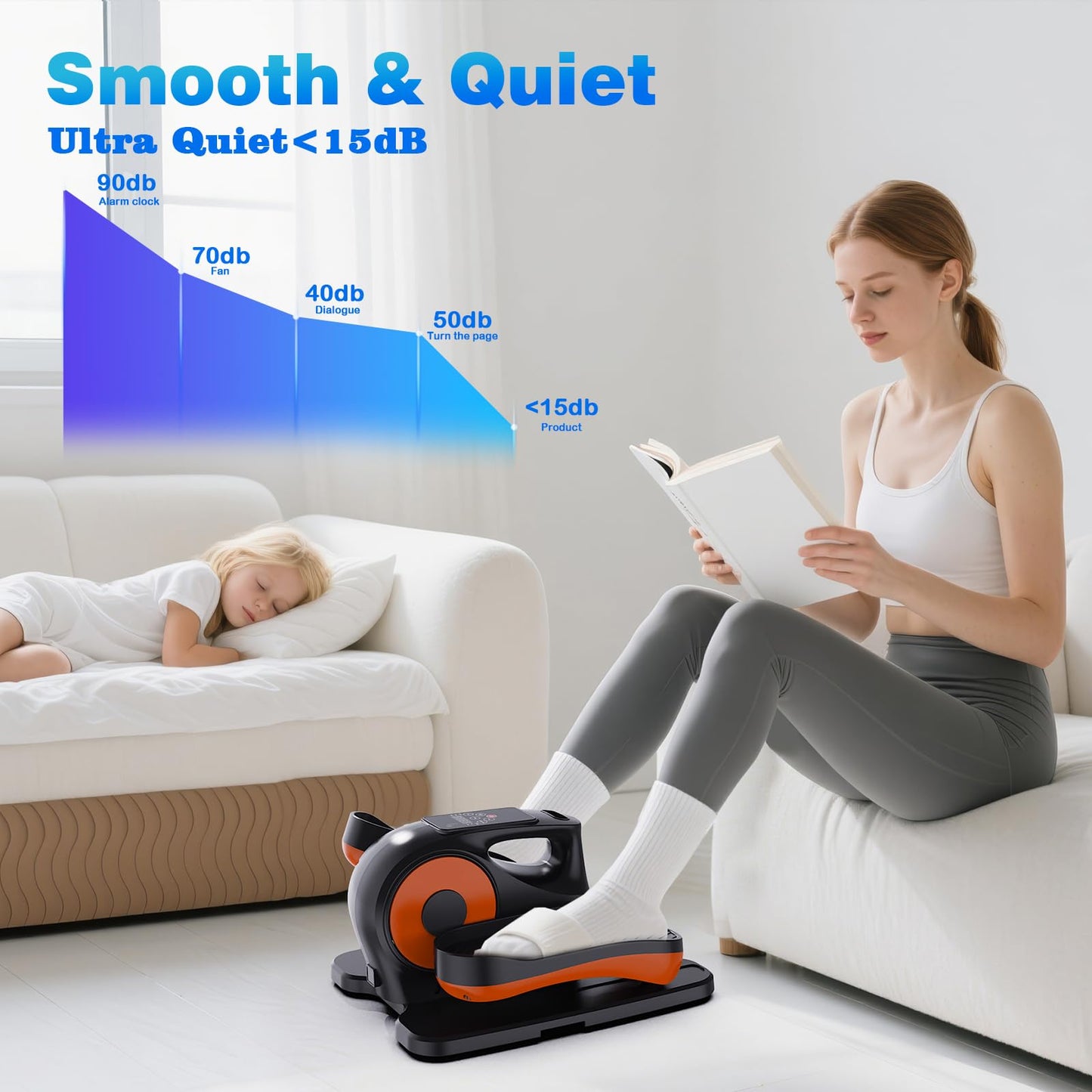 Under Desk Elliptical Machine, Electric Under-Desk Elliptical for Seniors - Mini Elliptical Exercise Equipment for Home with 12-Speed Touch Screen, Remote Control & Reversible Motion