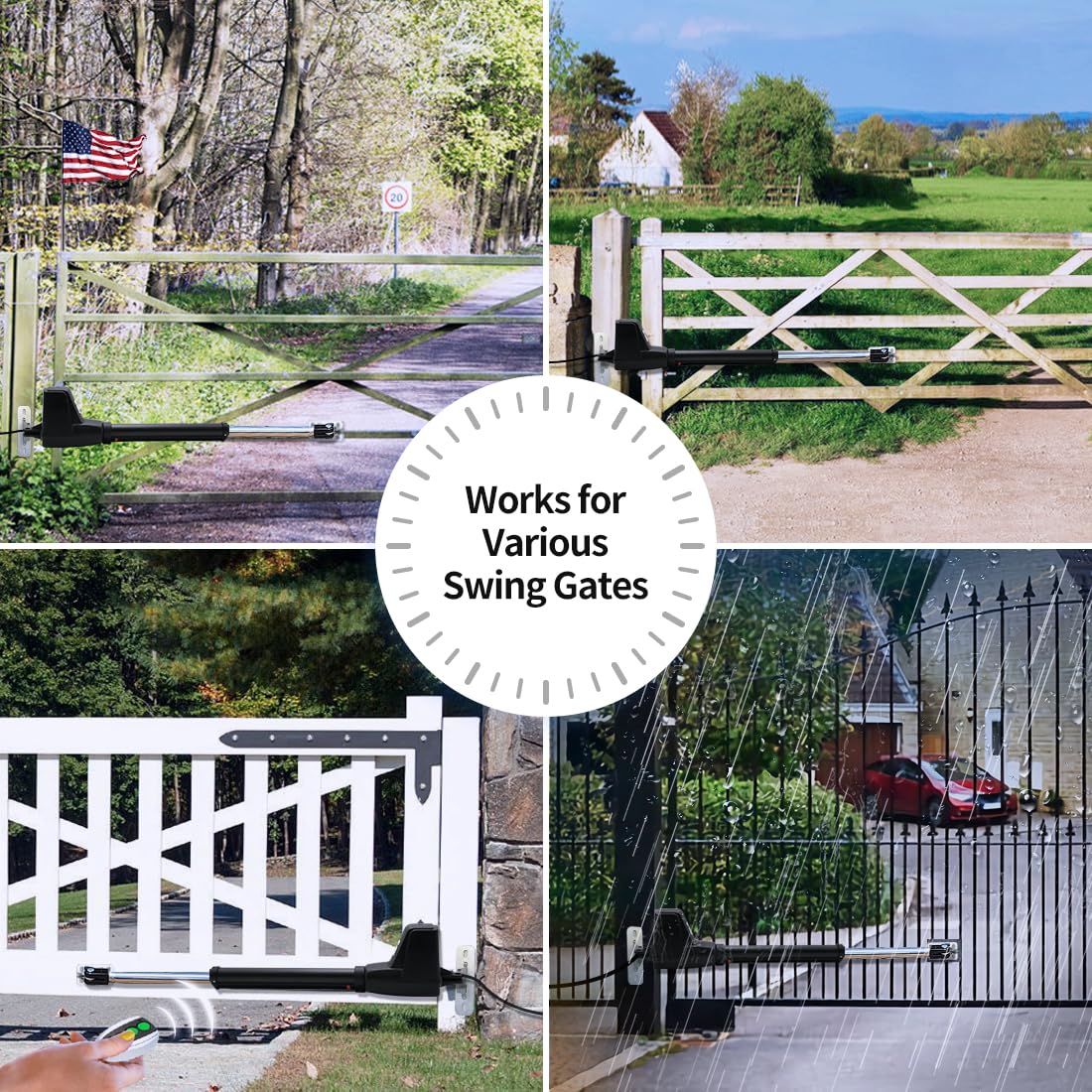 TOPENS AT12131 Single Swing Gate Opener Heavy Duty Automatic Gate Motor for Single Swing Gates Up to 18ft, Electric Driveway Gate Operator AC Powered with Remote Control Kit Solar Compatible
