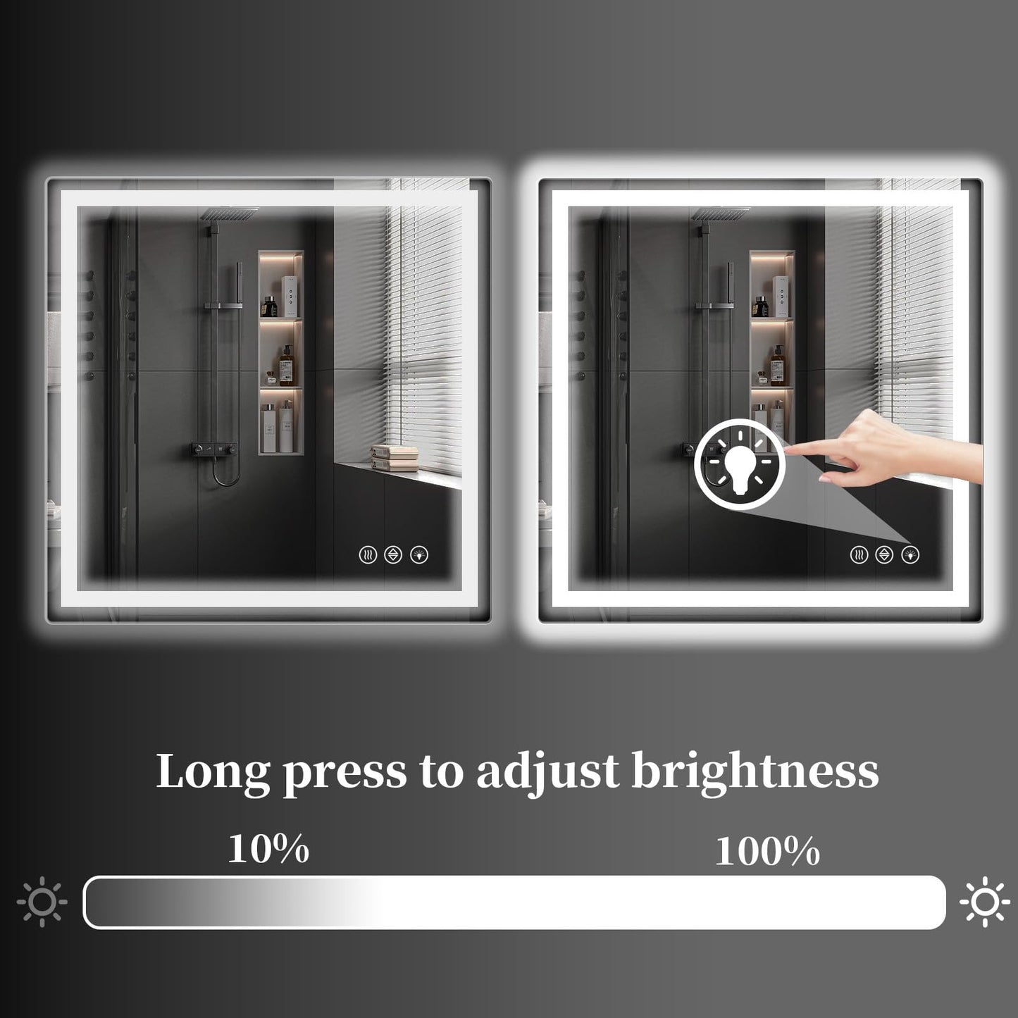 Koonmi Home Gym Mirror, 47"x47" Heavy Duty Large Seamless Tempered Glass Wall Mirrors with LED Lights for Gym, Workout, Yoga, Fitness, Dance Studio, Home, Exercise Room, Bathroom