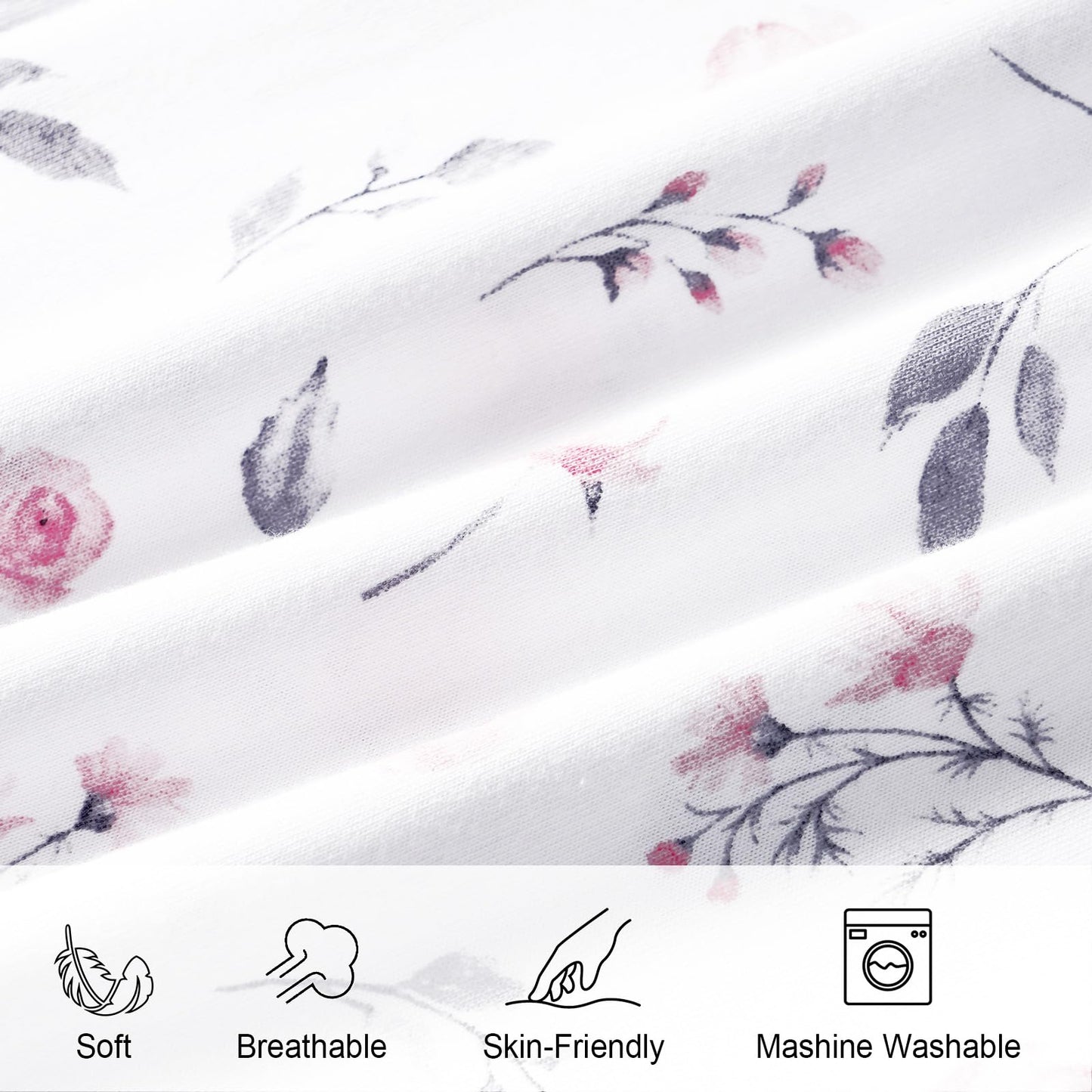 david's kids 3 Pack 100% Organic Cotton Baby Sleep Sack 6-12 Months, Ultra Soft Baby Wearable Blankets with 2-Way Zipper, Comfy Sleeping Bags for Infant Newborn Boys Girls Neutral, Medium Size, Floral