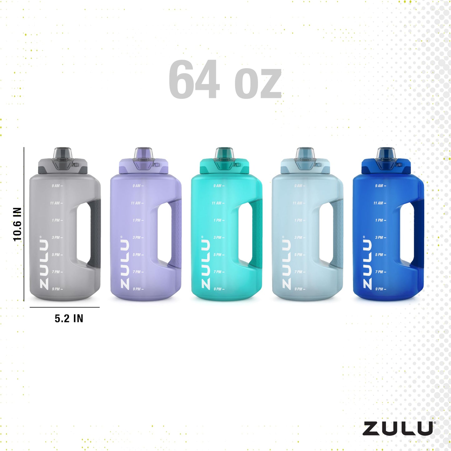 ZULU Goals 64oz Half Gallon Plastic Water Bottle with Straw and Time Marker | Large Reusable Jug with Handle and Leak Proof Lid for All Day Hydration, Gym and Outdoors, Gift Ready, Violet
