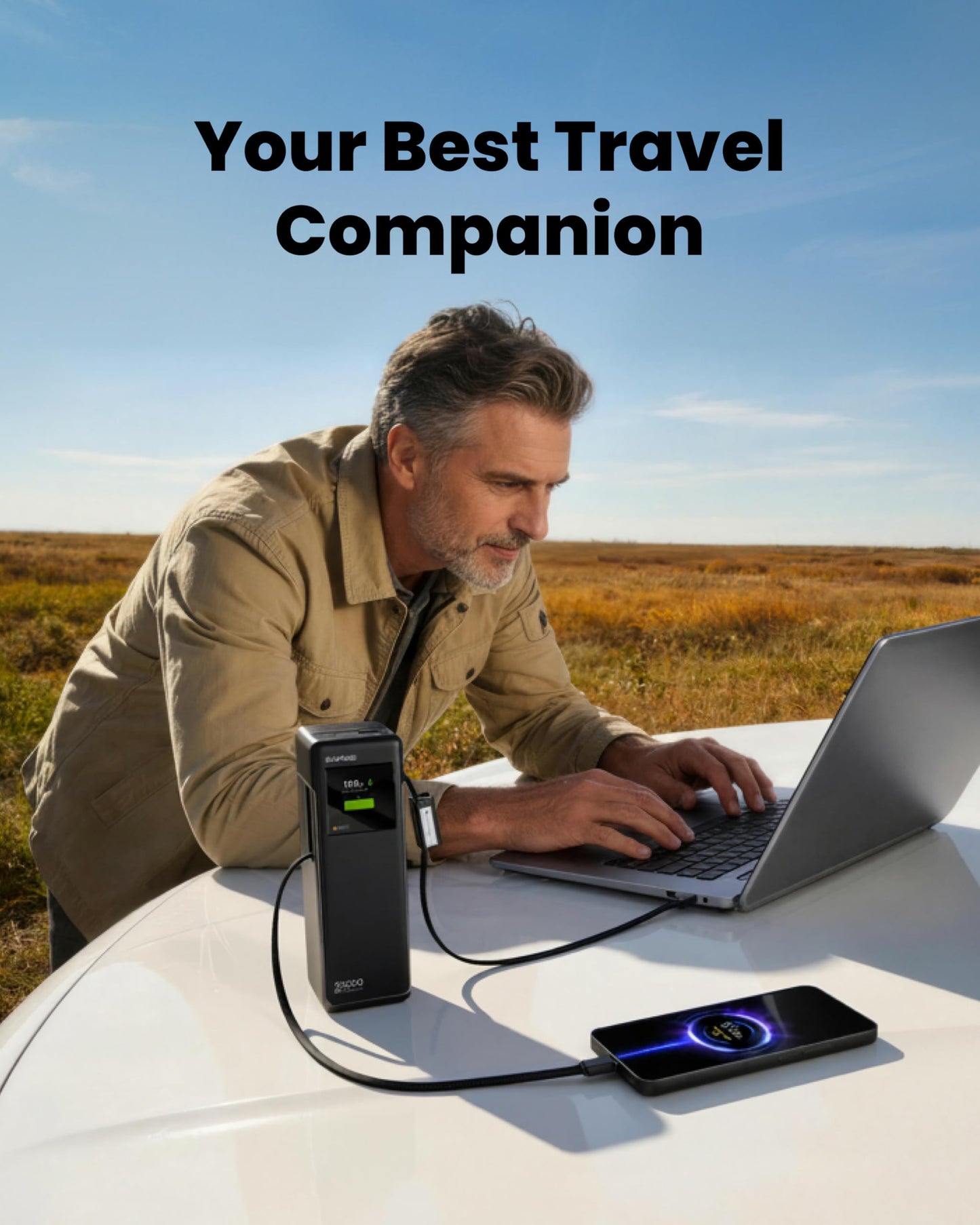 SHARGE Laptop Power Bank 25000mAh, HyperTower 170W Total Fast Charging Portable Charger, 100W USB-C Power Bank with Built-in Cables, High Capacity Travel Battery Pack for MacBook, iPhone17, Galaxy S26