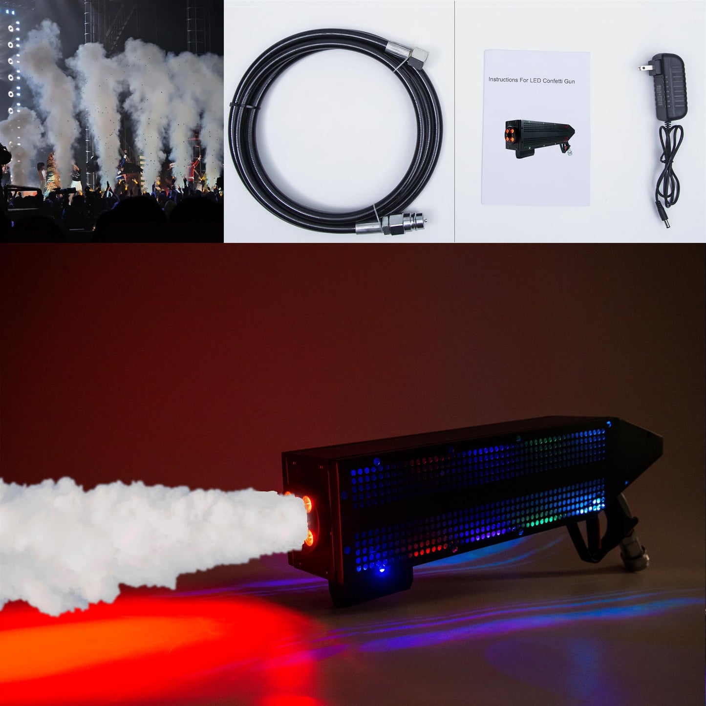 HTMTTTMTH Stage LED CO2 Jet Machine Handheld Stage Effect Smoke Machine CO2 Fog Machine with RGB Lights Cannon for Nightclub Wedding Party Dj Concert Live Party Stage Special Effect