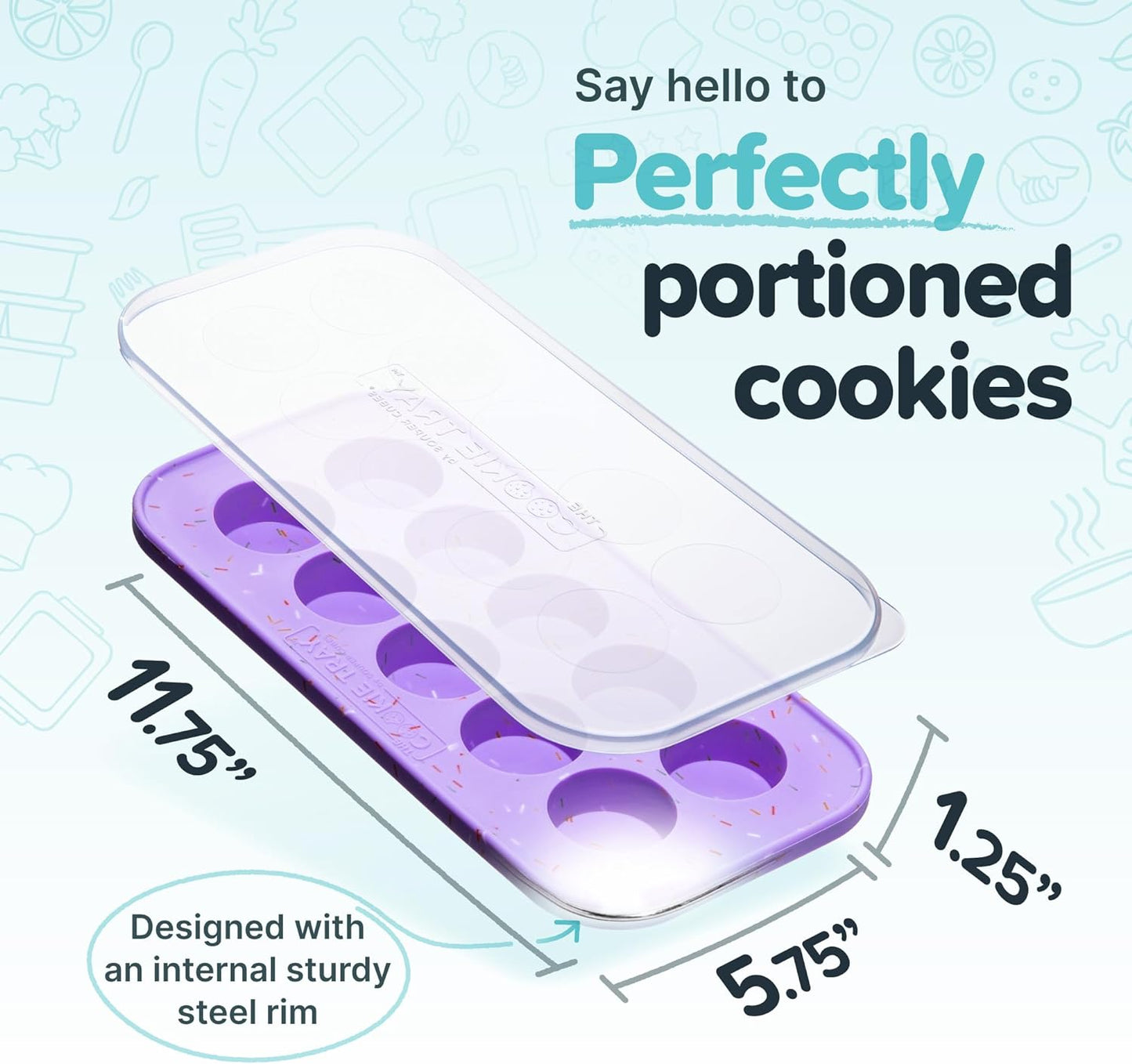 Souper Cubes Silicone Freezer Tray - Ideal for Freezing Cookie Dough, Chocolates & More - Lavender With Sprinkles - 2-Pack