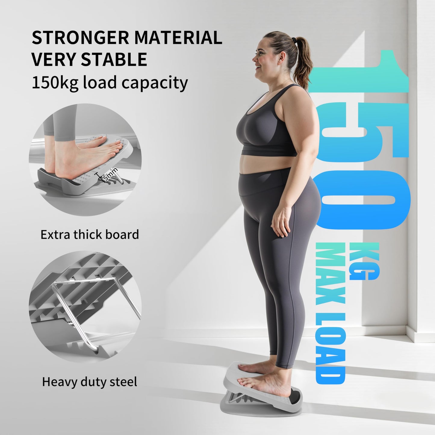 PROIRON Slant Board, Adjustable Calf Stretch Board, Thick Heel Pad for Comfort Stretching, Calf Stretcher Incline Board, Anti Slip Surface & Base for Safe Exercise, Ankle Heel Mobility, 10"x10",Gray