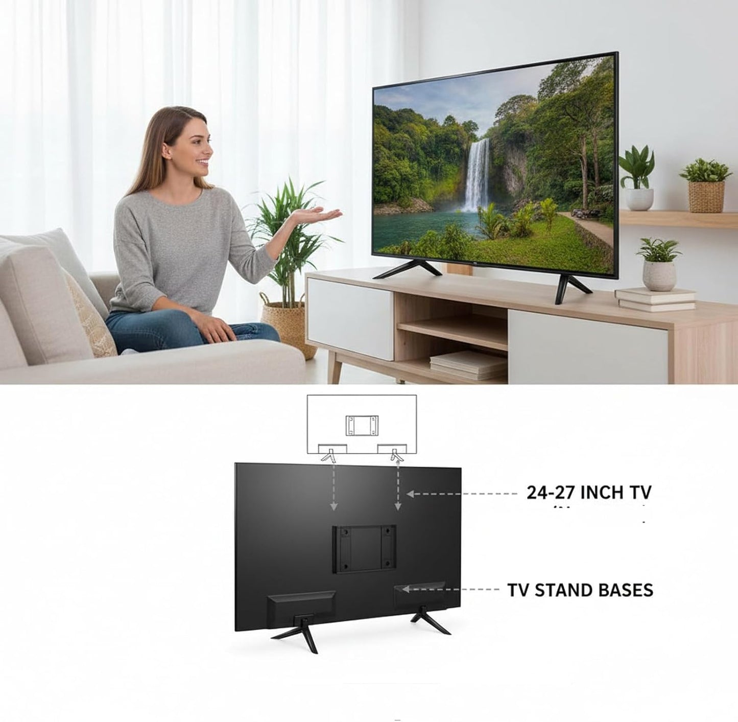 Dranvosk 24-27Inch 2 Pack Universal TV Stand Legs for TVs | Replacement TV Feet with Screws | Easy Install Plastic