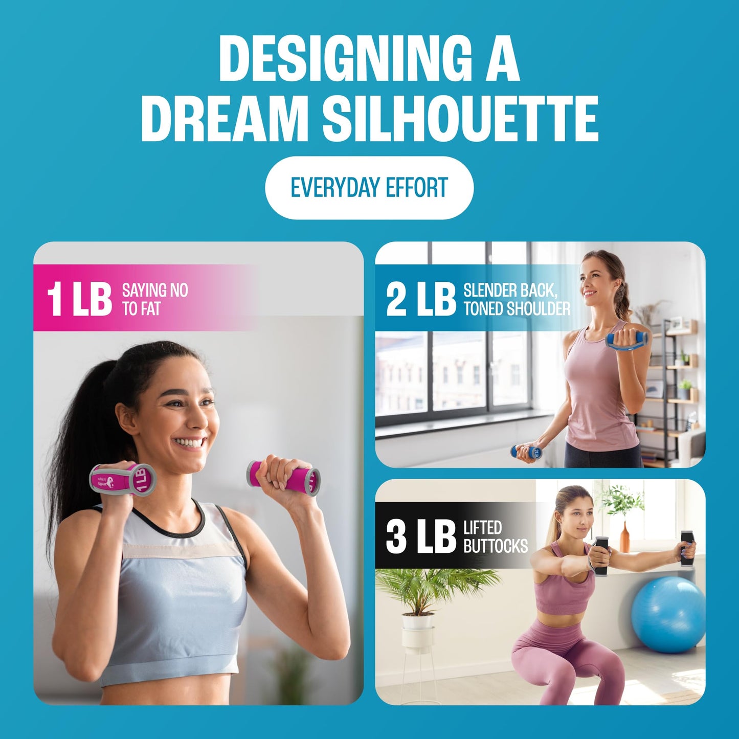 Serenilite Hand Weights for Women & Men Soft Dumbbell Walking Hand Weight Sets - Comfortable Secure Neoprene Dumbbells with Straps for Walking Running Cardio Workout Physical Therapy