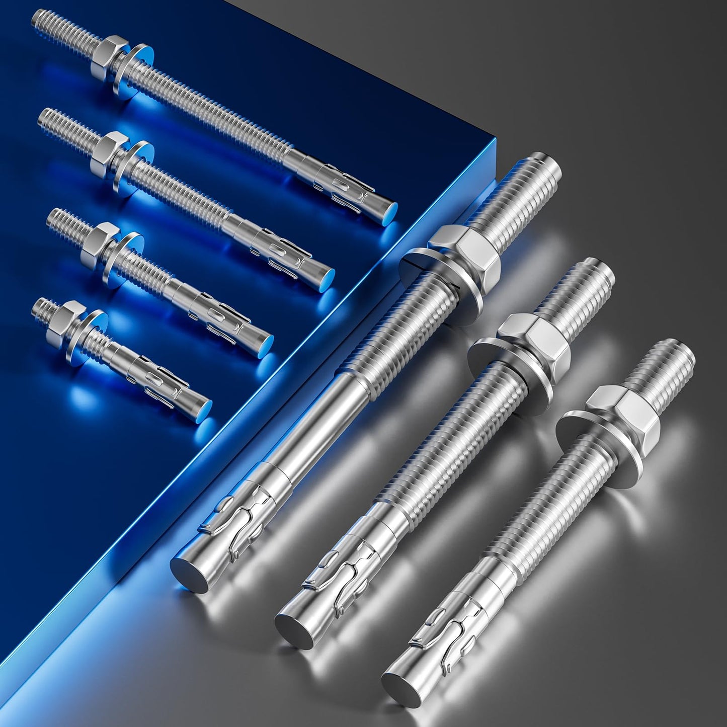Wensilon 30Pcs 1/2x6 Inch Standard Fasteners for Heavy-Duty 304 Stainless Steel Wedge Anchors for Cement and Concrete