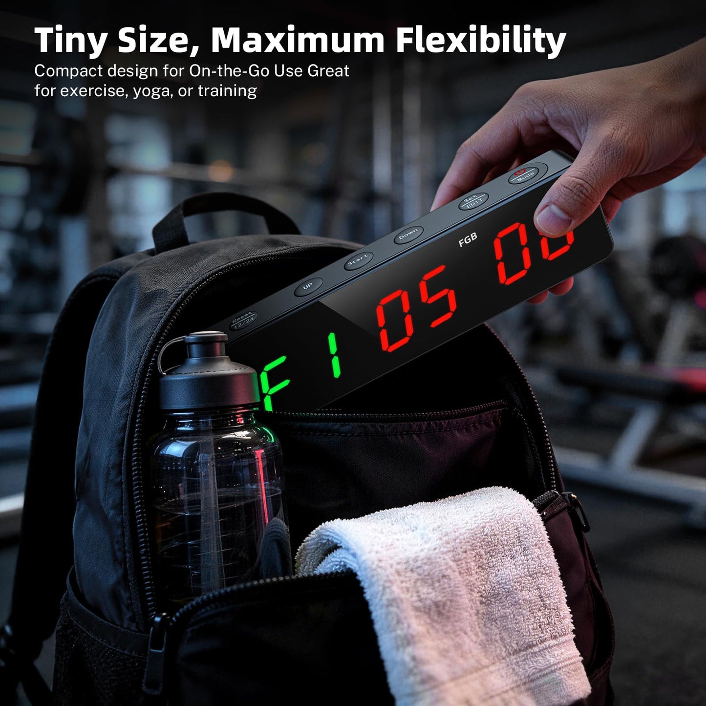 Tempospark Portable Workout Timer, Workout Clock for Home Gym Garage Boxing, Gym Timer Clock with Strong Magnet, Powerful Battery, Adjustable Brightness for Fitness Enthusiasts Coaches