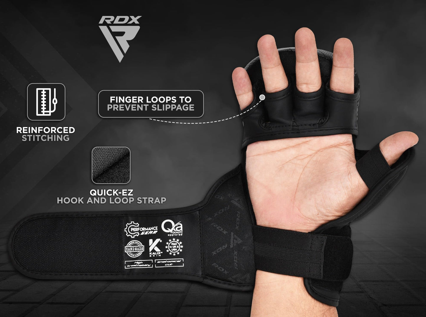 RDX IMMAF Approved Sparring Grappling Gloves, Professional Grade Hybrid Design for Competition Level and Training, Ventilated Open Palm, Adjustable Wrist Straps, Martial Arts Muay Thai, Men Women
