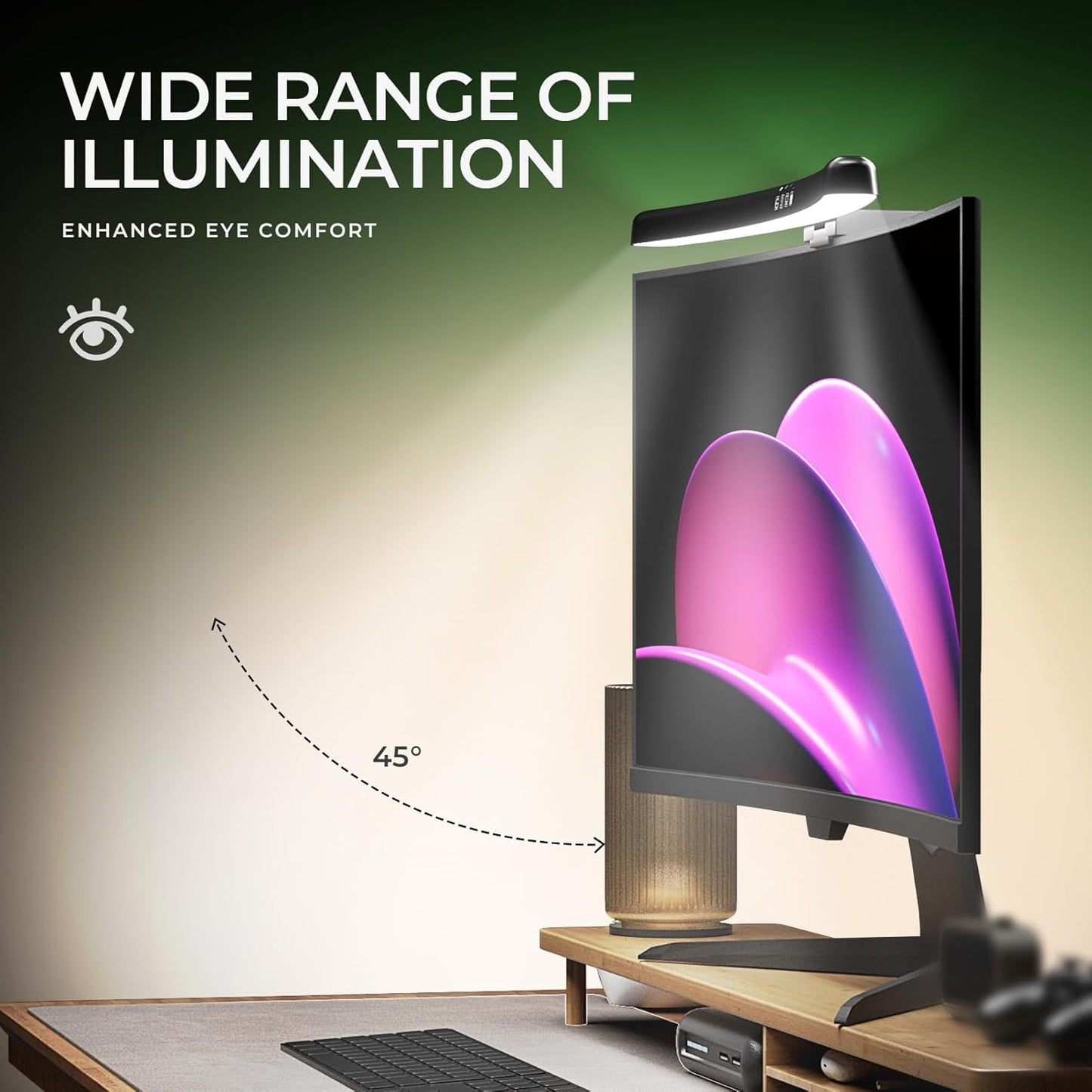 1500 mm Monitor Light Bar Curved, RGB Backlight, Computer Screen Lamp for Eye Care, Dual Light Mode with Touch Control