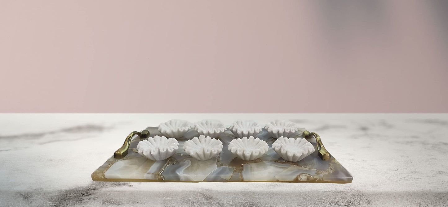 Marble Ruffle Bowl, Marble Scalloped Bowl, Marble Decorative Bowl, Handmade Ruffled Bowl