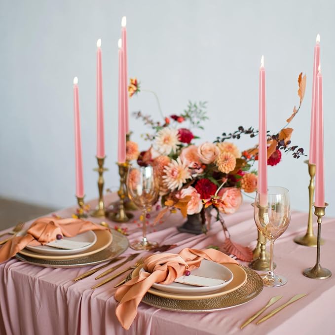 MTLEE Taper Candles 8/10/12 Multi Height Unscented Taper Candles 8 Burn Hours for Dinner Decorative Home Decoration Wedding Party Candlesticks(Pink,36)