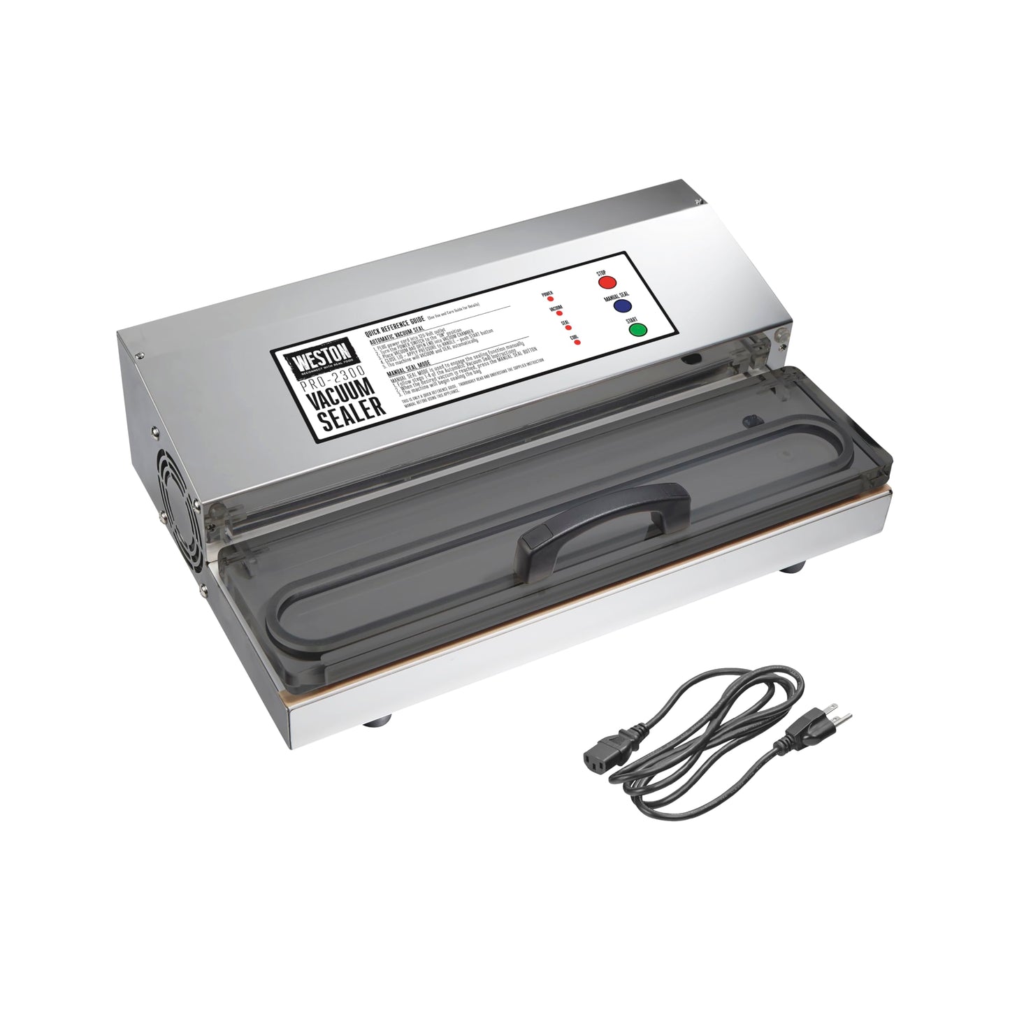 Weston Brands Vacuum Sealer Machine for Food Preservation & Sous Vide, Extra-Wide 5mm Bar for Sealing Bags up to 15" Wide, 1020 Watts, Commercial Grade Pro 2300, Stainless Steel (65-0220-W)
