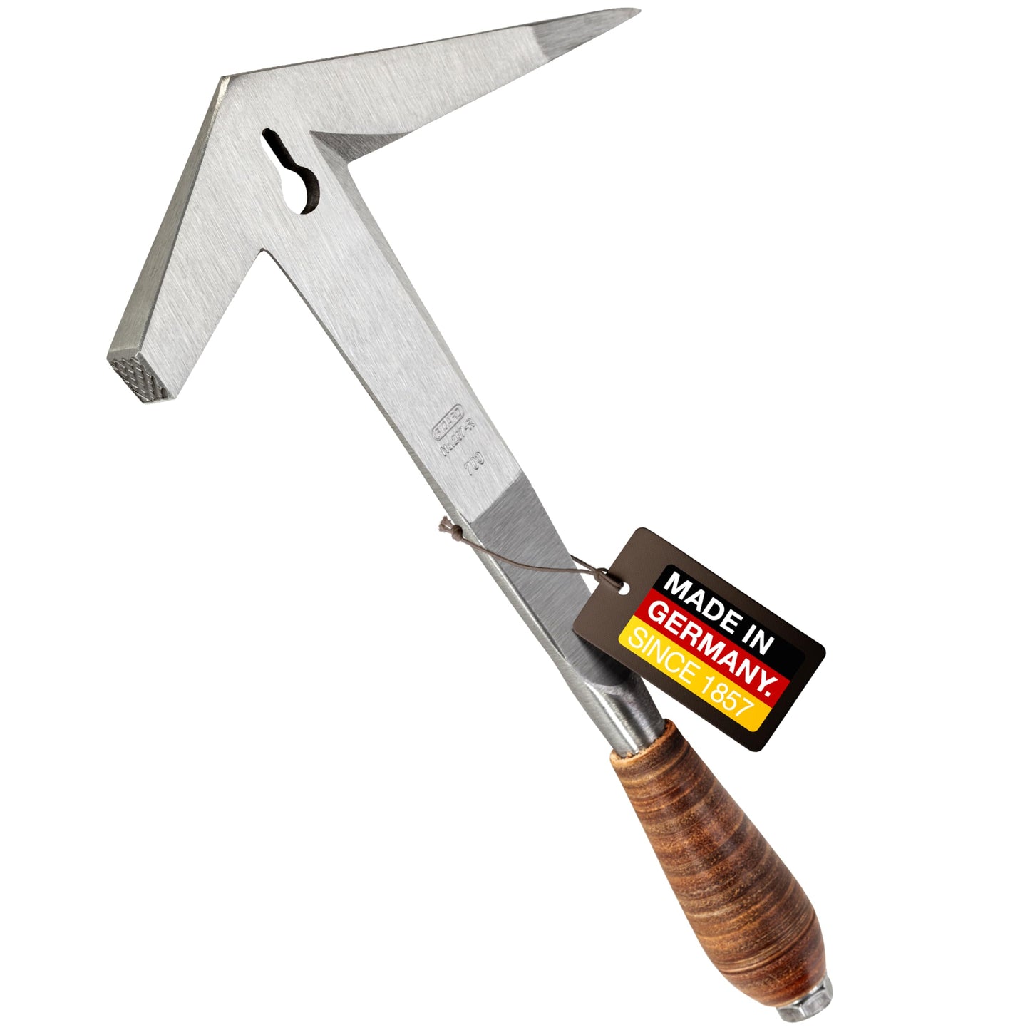 Picard Tilers Hammer 700g – Right-Handed, Rhineland Pattern, Hand-Forged Leather Grip Hammer with Nail Puller, Alloyed Steel Head, Professional Tiling & Roofing Tool – 0020700
