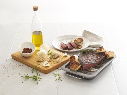 GoodCook Everyday Broiler Baking Pan - Nonstick Heavy-Gauge Steel with Built-in Handles | 7x11-Inch, Gray