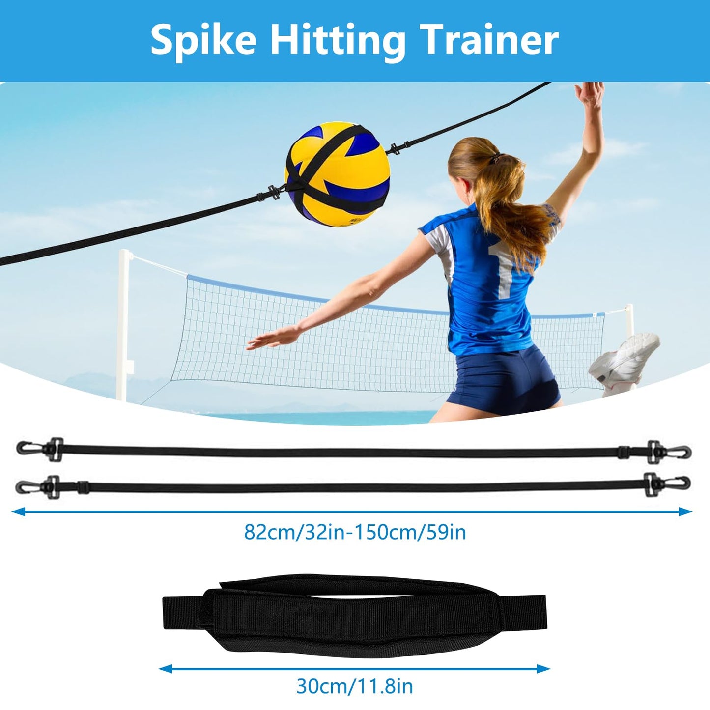 Upgraded Volleyball Training Equipment Aid, Premium Solo Practice Trainer for Serving, Setting, Spiking & Arm Swing, Perfect volleyaball Trainer kit for Beginners & Pro, Perfect Volleyball Gift.