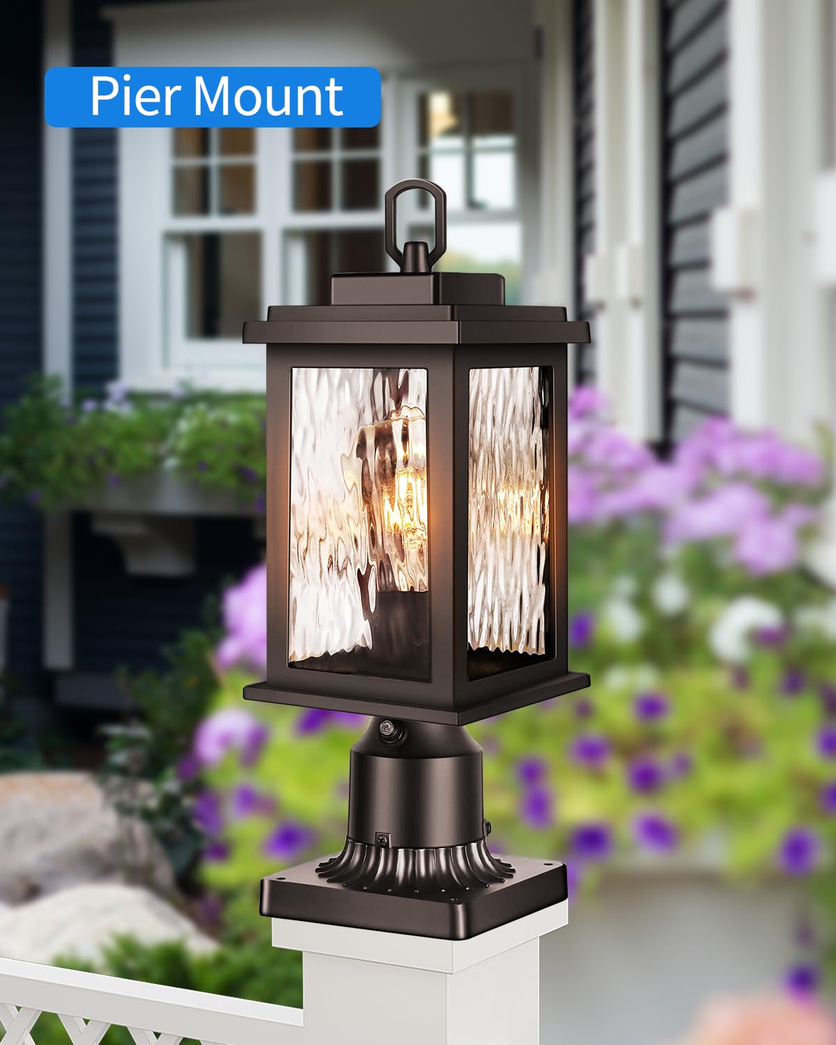VIANIS Outdoor Post Light Lantern, Hardwired 120V, Waterproof Aluminum, Oil Rubbed Bronze, Model V82011BR, Standard Size