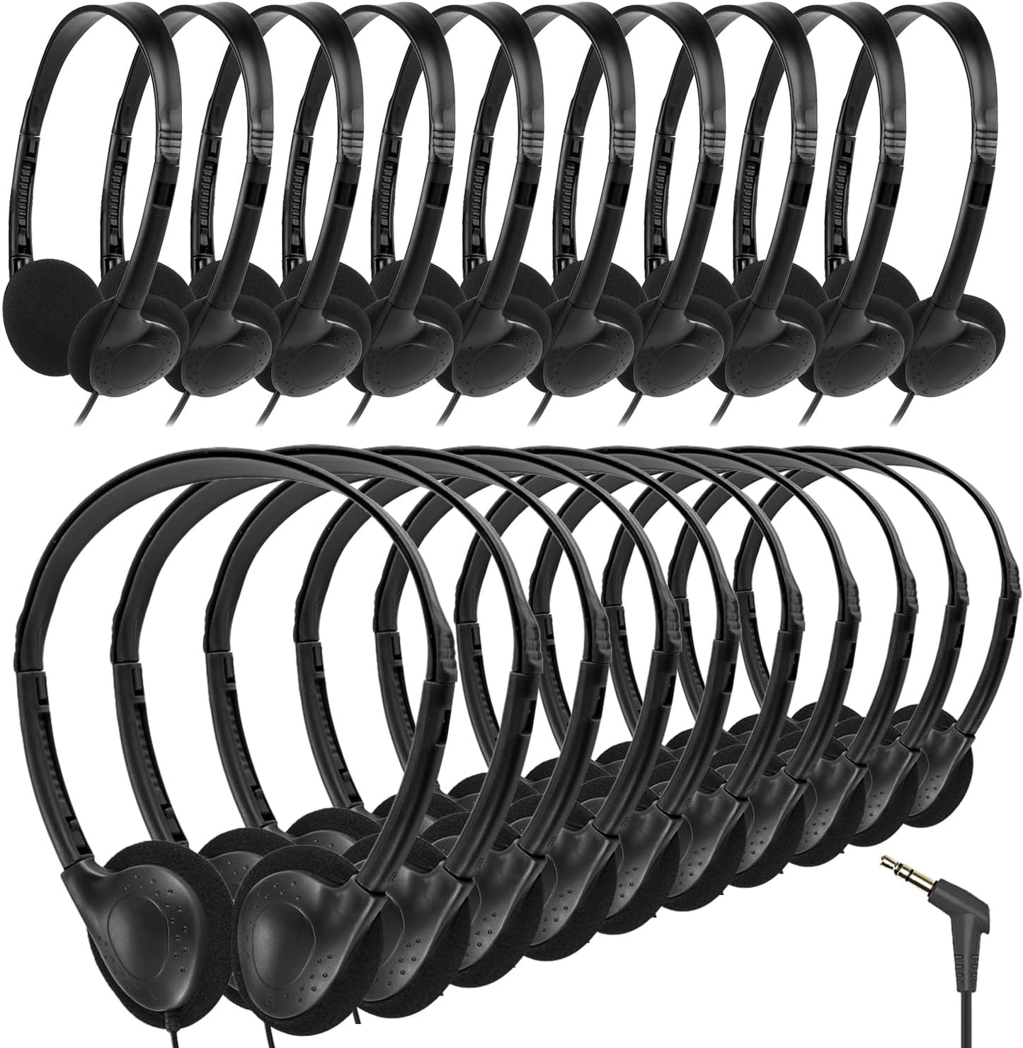 Gaosen 20 Pack Set Adult(GS857, Classroom Headphones Bulk for Kids School Student,Wholesale Durable Wired Earphones