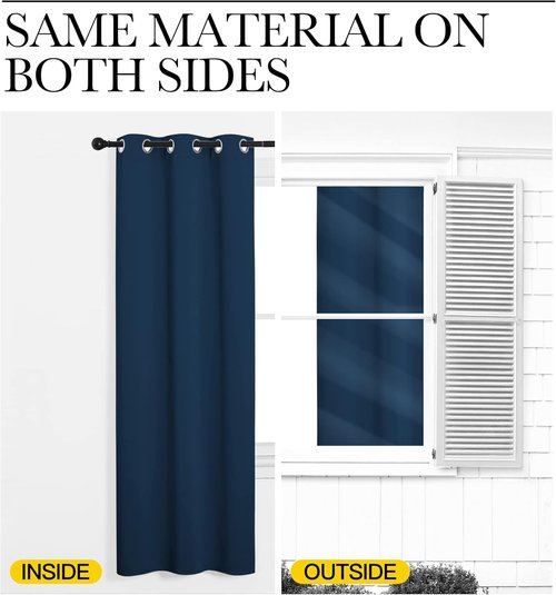 NICETOWN Blackout Curtains - Thermal Insulated Room Darkening Panels | 63 Inch Length, Moroccan Blue, 2 Pieces