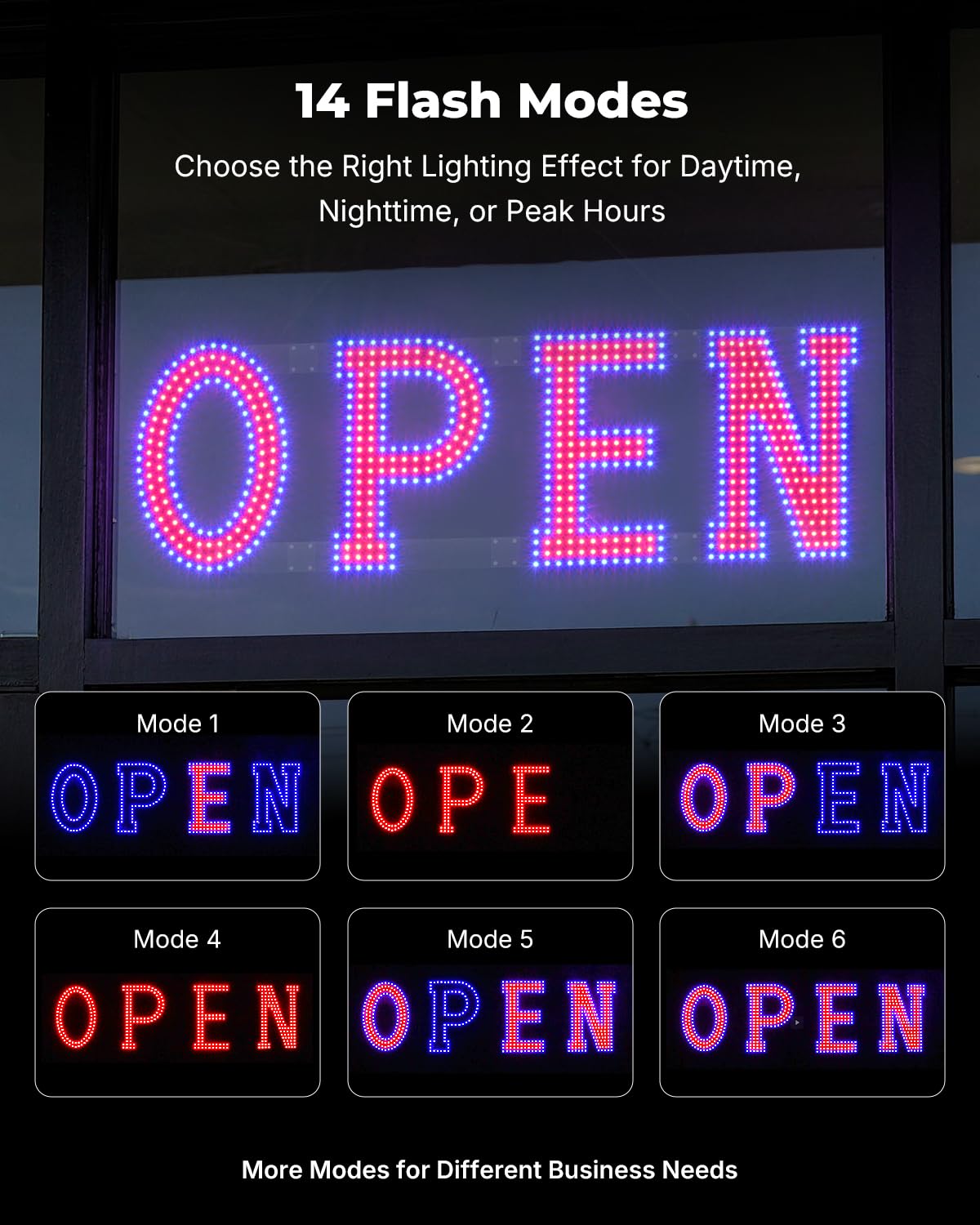 LemonNova Red Blue Open Sign for Business, 40 x 12 Inch LED Window Sign with Remote and Bluetooth App Control, Timer, 14 Flashing Modes, Adjustable Brightness Speed for Salon Cafe Bar Restaurant Retail