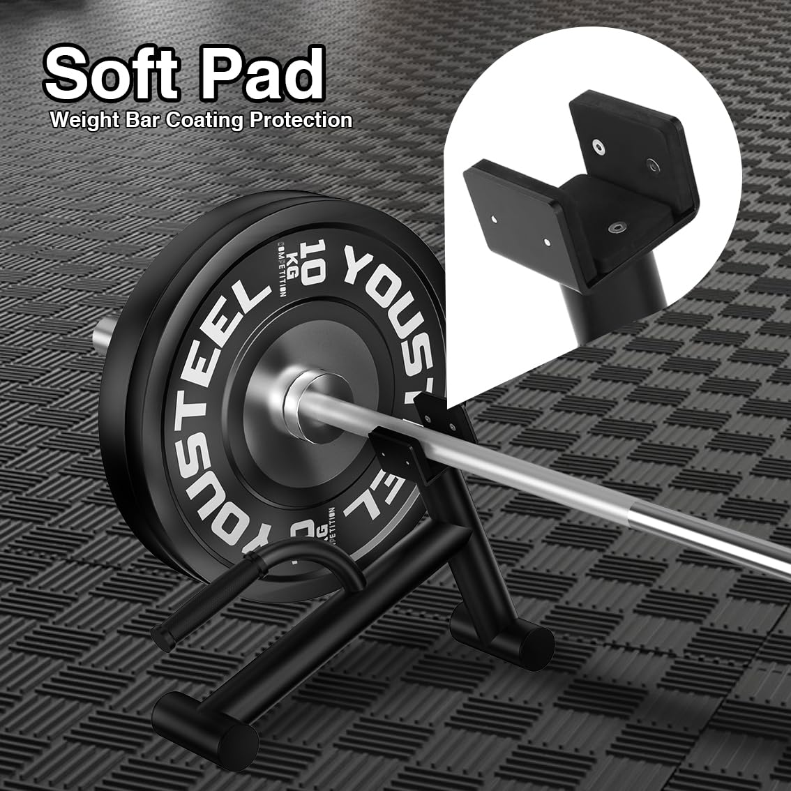 Tamisom Deadlift Jack Barbell Stand Upload 600lbs Deadlift Barbell Jack Bar Non-Slip Rubber Handle Suitable for Loading Unloading Weight Plates for Deadlift Exercise Weight Training (2)