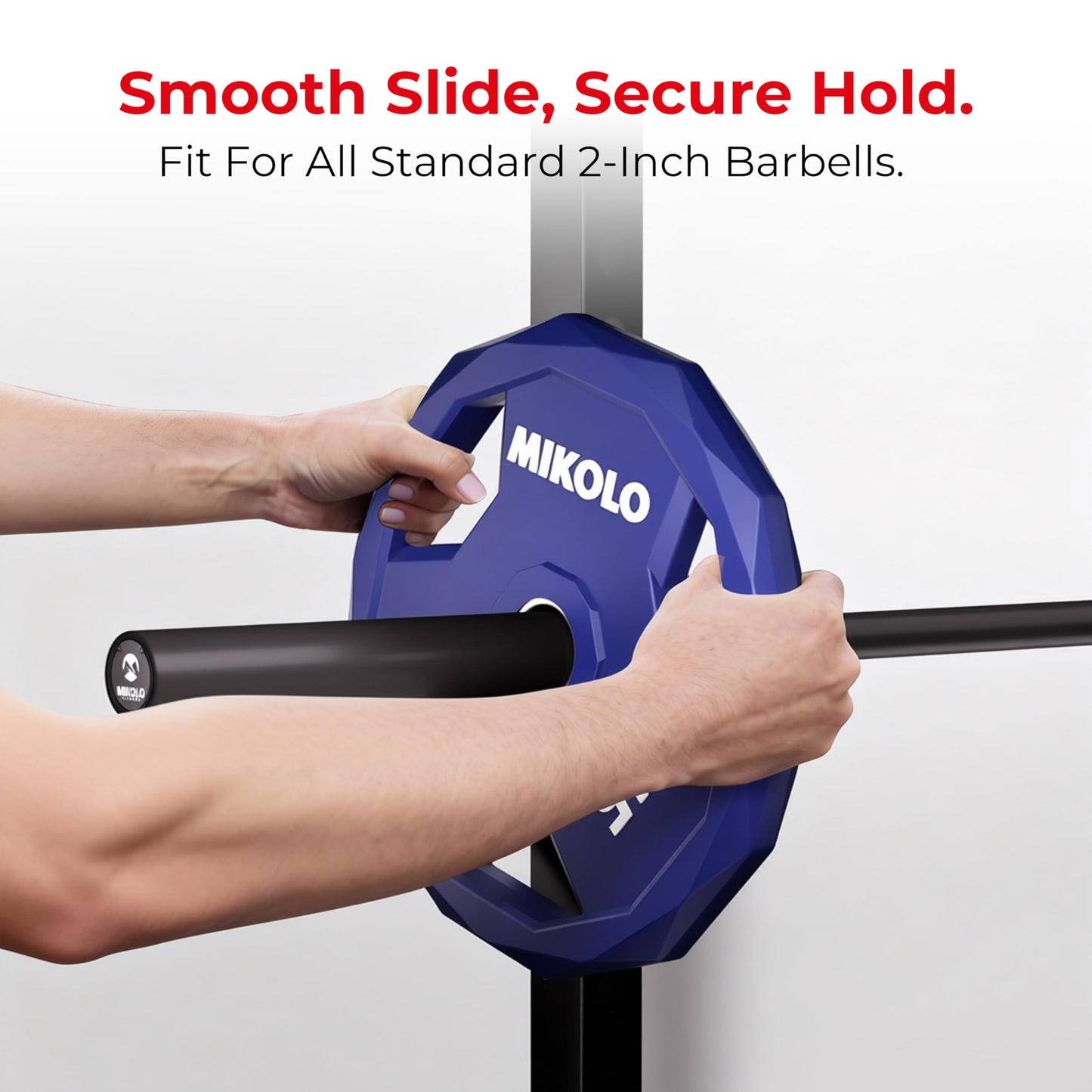 Mikolo Olympic Weights Set 2-Inch Rubber Plates, 12-Sided Non-Roll Rubber Grip with 3 Handles for Home Gym, Strength Training 5LB Pair