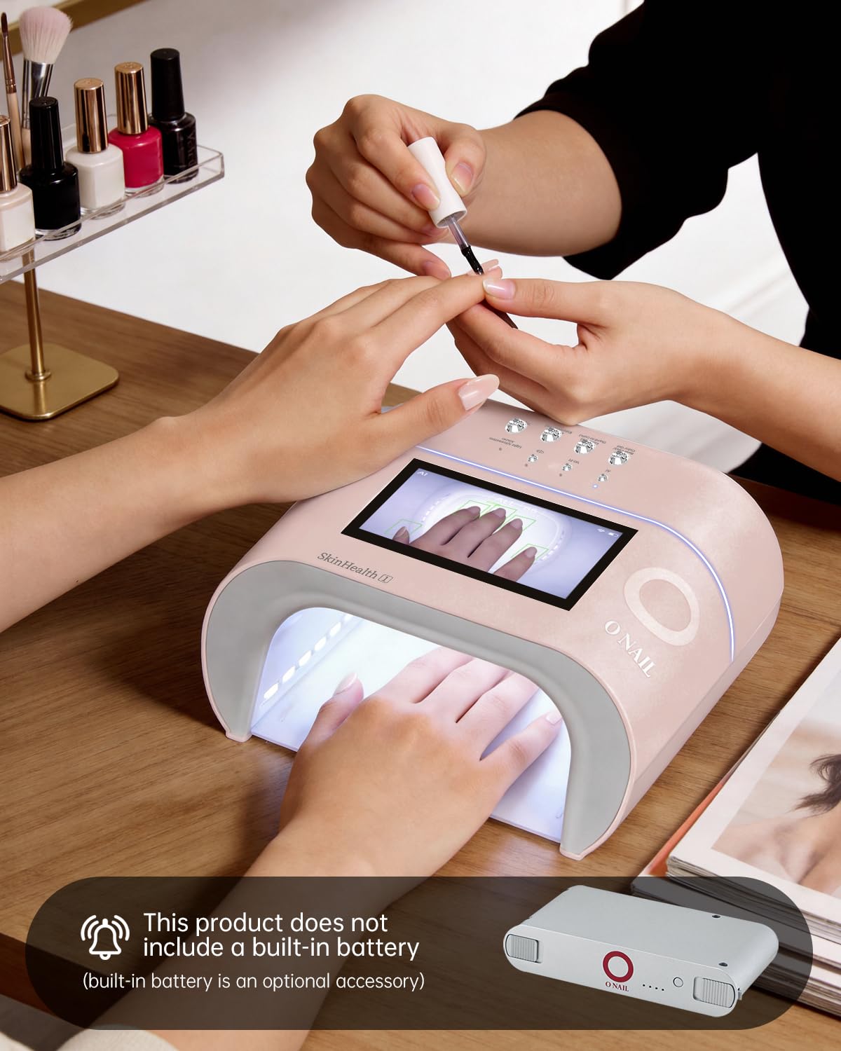 AI UV LED Nail Lamp for Gel Nails-ONAIL Professional Smart Nail Dryer with AI Nail Detection, Pain-Free Fast Curing 109 LEDs Skin-Safe UV Light, Salon Nail Lamp for Nail Gel Pink(Battery Not Included)