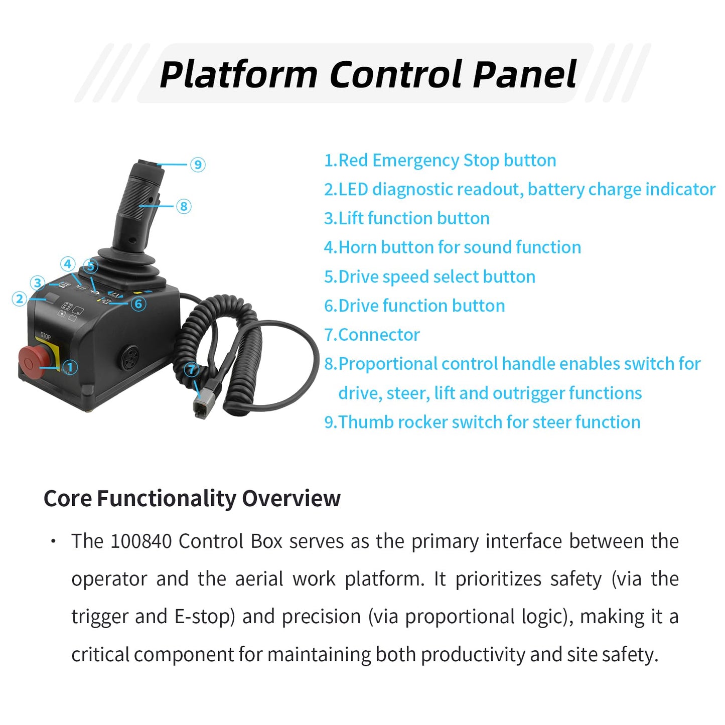 SAIYIS 100840 100840GT Control Box 4 Button for Genie Scissor Lift GS-1530 GS-1532 GS-1930 GS1932 GS-2032 GS-2046 GR-12 GR-15 GR-20 GRC-12
