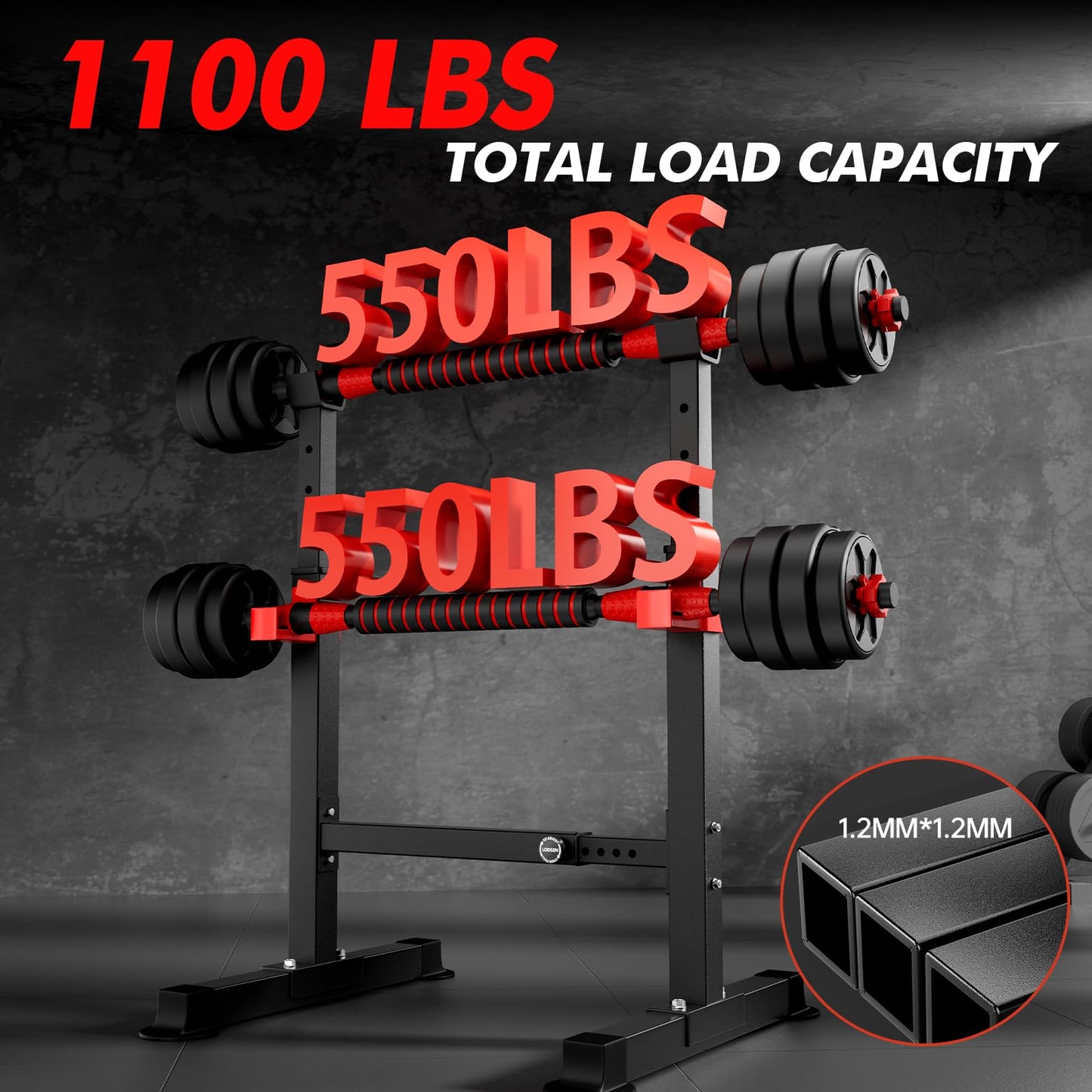 Streamnova Adjustable Squat Rack, 550LBS Multi-Function Barbell Rack for Weight Lifting and Home Gym Fitness Workout Portable Squat Bench Press - Great for Beginners