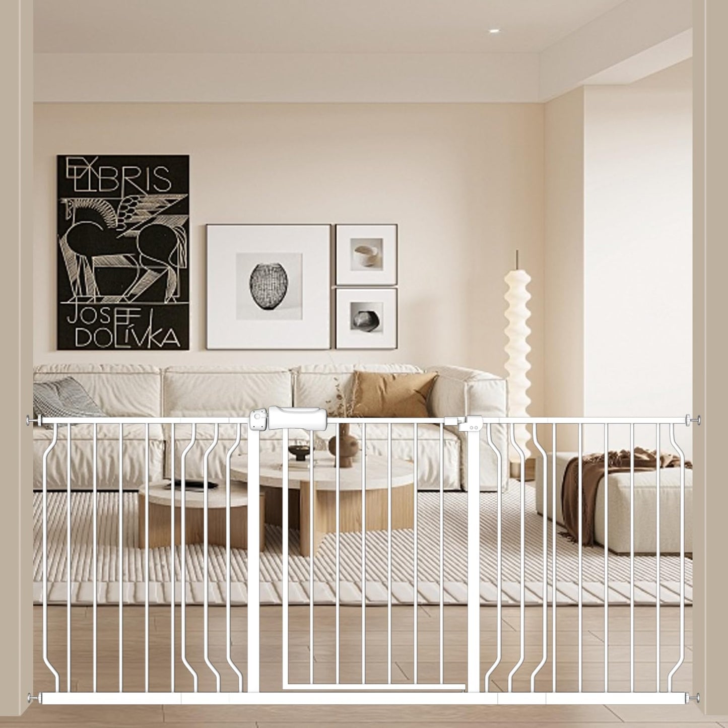 ALLAIBB Extra Wide Pressure Mount Baby Gate Auto Close Metal Child Dog Pet Safety Gates with Walk Through for Stairs,Doorways,Kitchen and Living Room (66.93-71.65"/170-182cm)