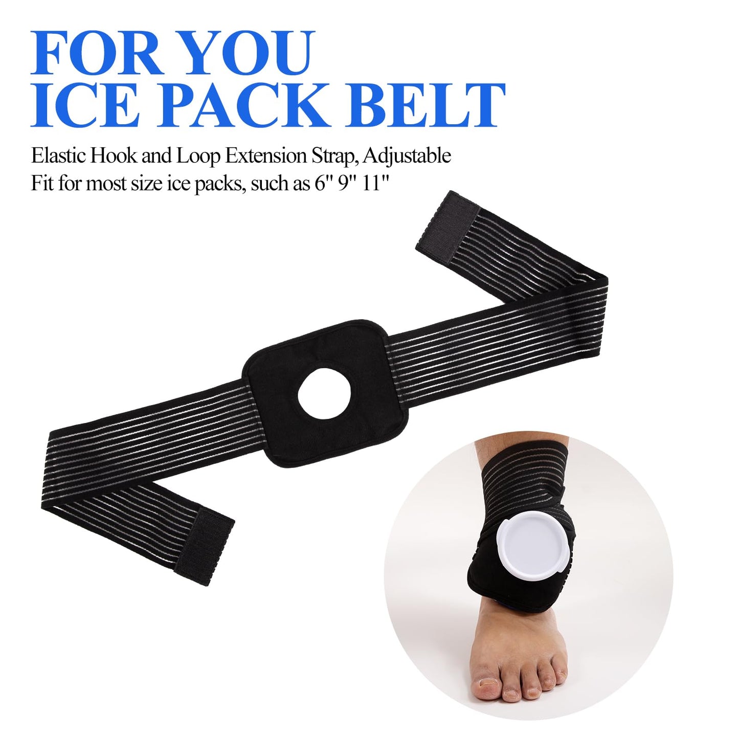 4 Pcs Adjustable Ice Pack Straps with Elastic Belt,Strap Bandage for Ice Bag Hot Cold Therapy,Multipurpose Elastic Ice Bag Wrap Band Ice Belt for Wrists, Arms, Waists, Knees Cold Pack