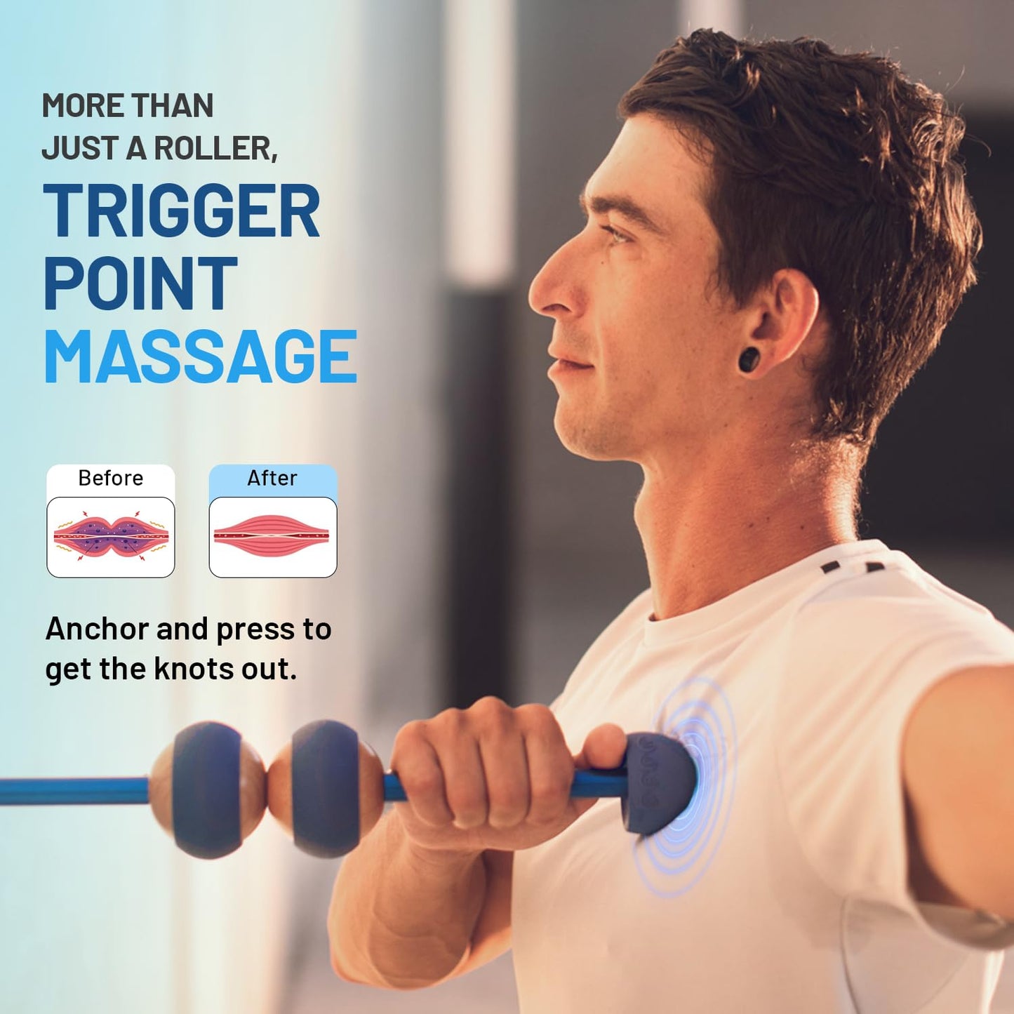 MOBO 7-in-1 Muscle Roller Stick – Full-Body Massage Roller for Myofascial Release, Trigger Point Therapy, Muscle Recovery, Deep Tissue Leg & Back Pain Relief, Physical Therapy, Gym & Travel Use