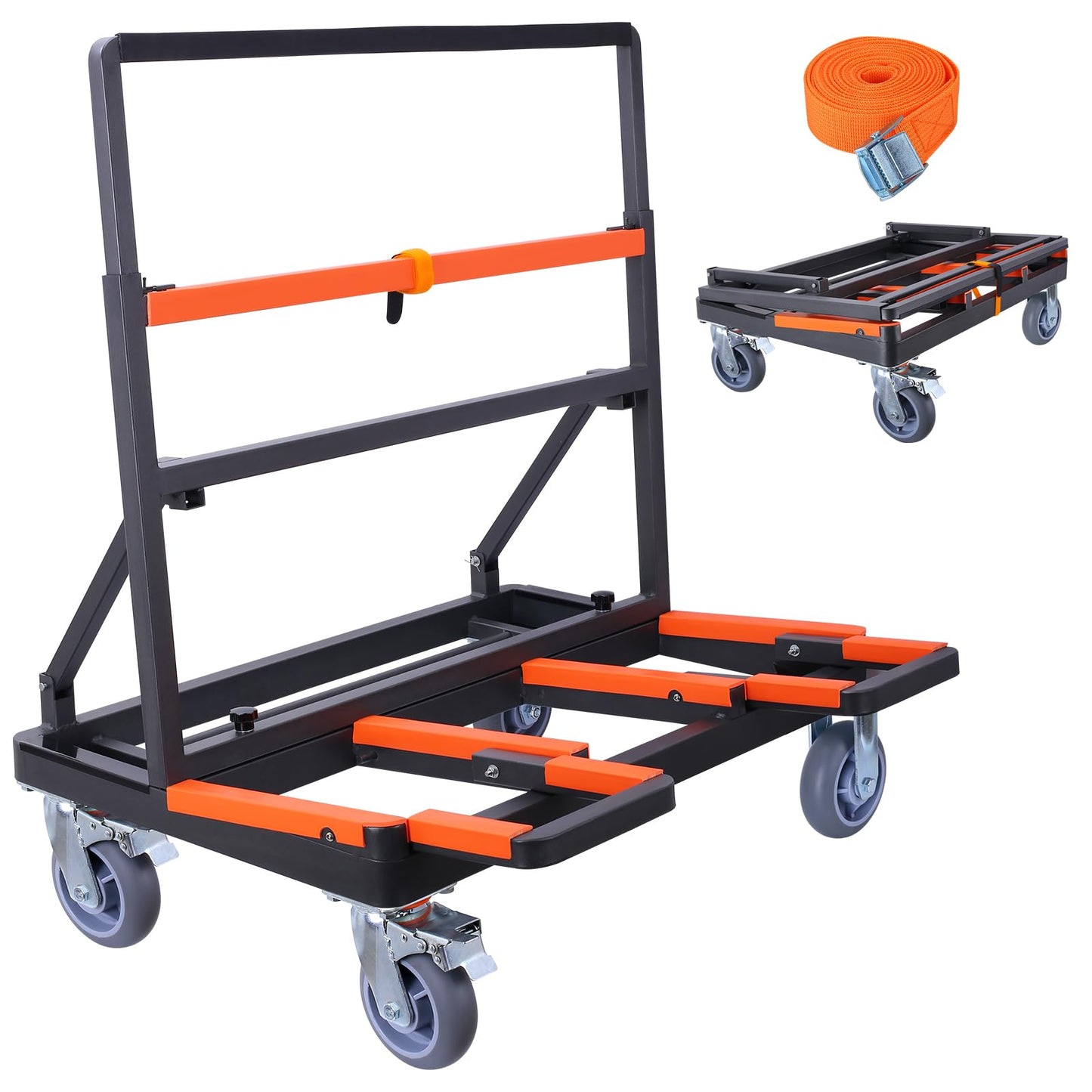 Upgrade Folding Drywall Cart Heavy Duty,Drywall Dolly Load 2200 lbs Capacity,Panel Cart with Extended Large Deck,Panel Dolly Handling Plywood Sheetrock Glass and Windows Service