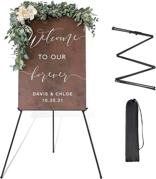 DANMO Adjustable Metal Easel Stand - 63'' Wedding Sign Display | Black Floor Art Easel