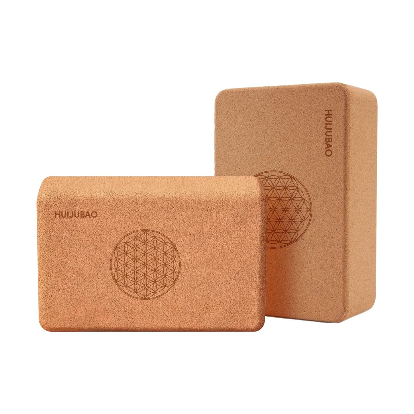 HUIJUBAO Cork Yoga Block, High Density Non-Slip Support Blocks for Balance, Dance, Pilates, Fitness Training (POI56, 9x6x3 in)