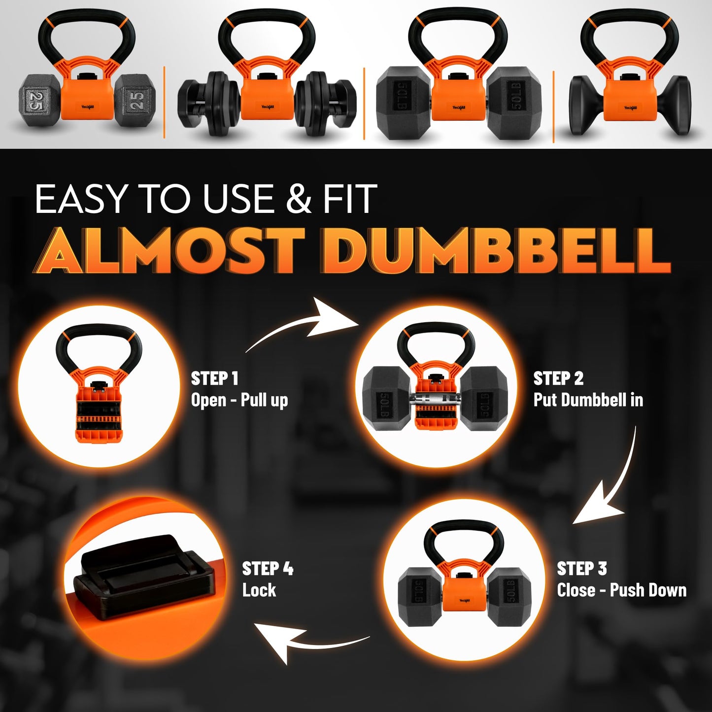 Yes4All Kettlebells Grip, Dumbbell Grip Handle, Convert Dumbbells into Kettlebell for Home Gym, Kettlebell for Weights Plate