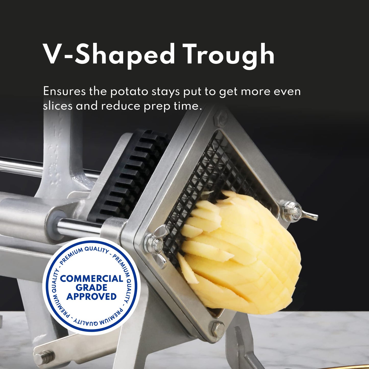 New Star Foodservice Extra Heavy Duty French Fry Cutter 3/8" with Wall Bracket, Fixed Counter or Wall Mount, Cast Iron and Aluminum Body with Stainless Steel Components