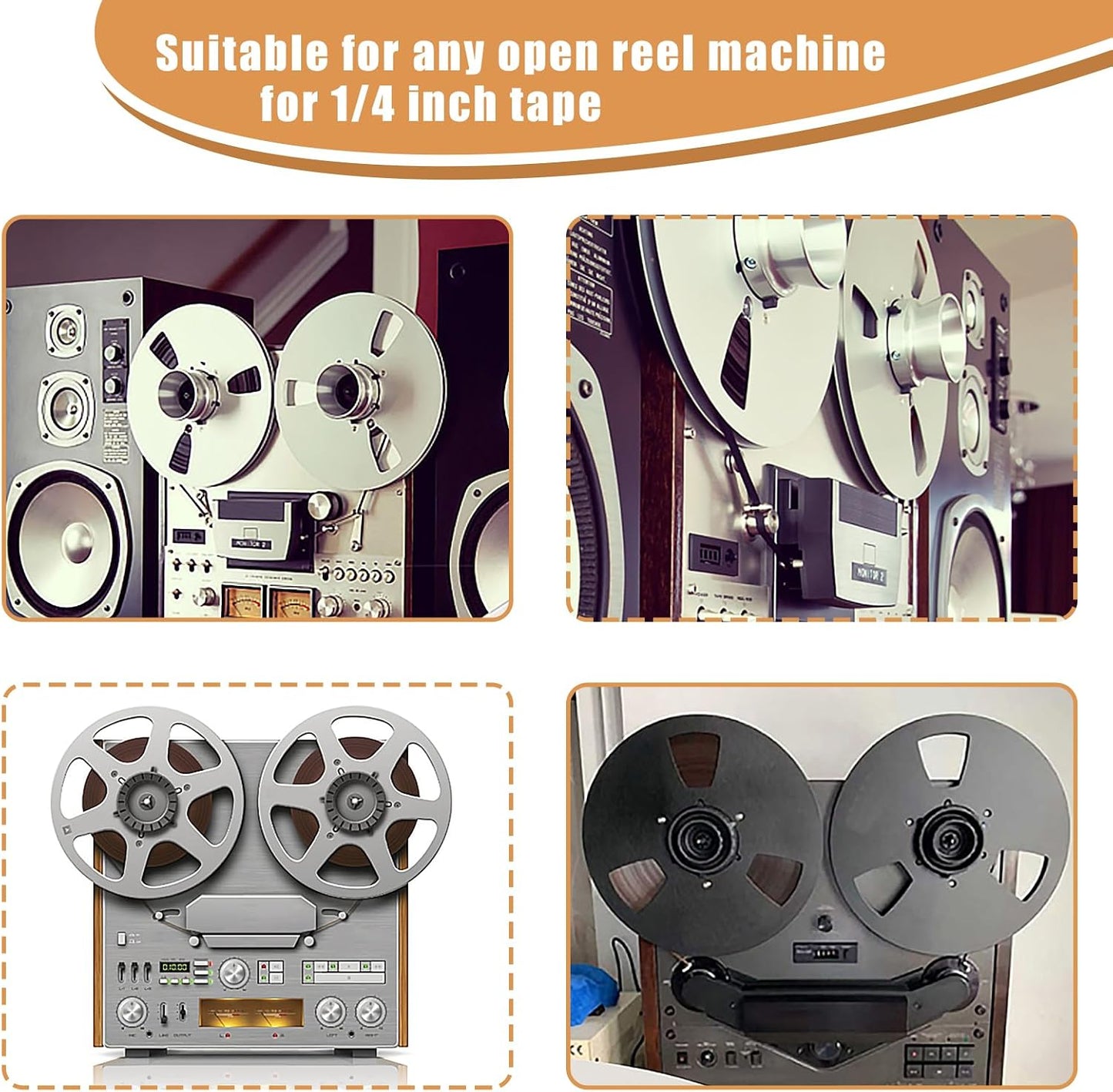FOLOSAFENAR 1/4 Inch 7 Inch 3 Hub Empty Reel to Reel Take-up Reel - Universal Holes Aluminum Alloy Opening Part, Low